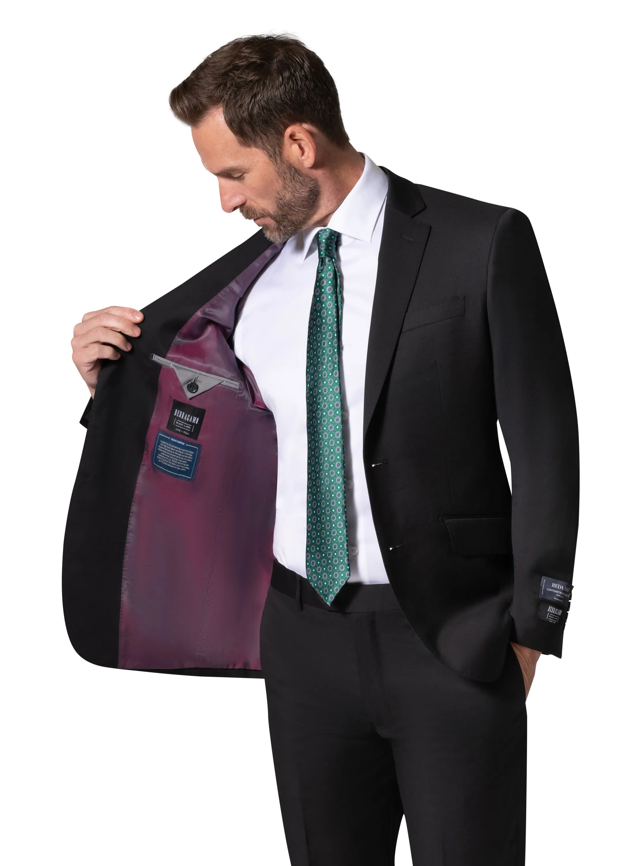 Bergamo Elegant - Reda | Modern Fit 2-Piece Solid Suit - Black smart casual