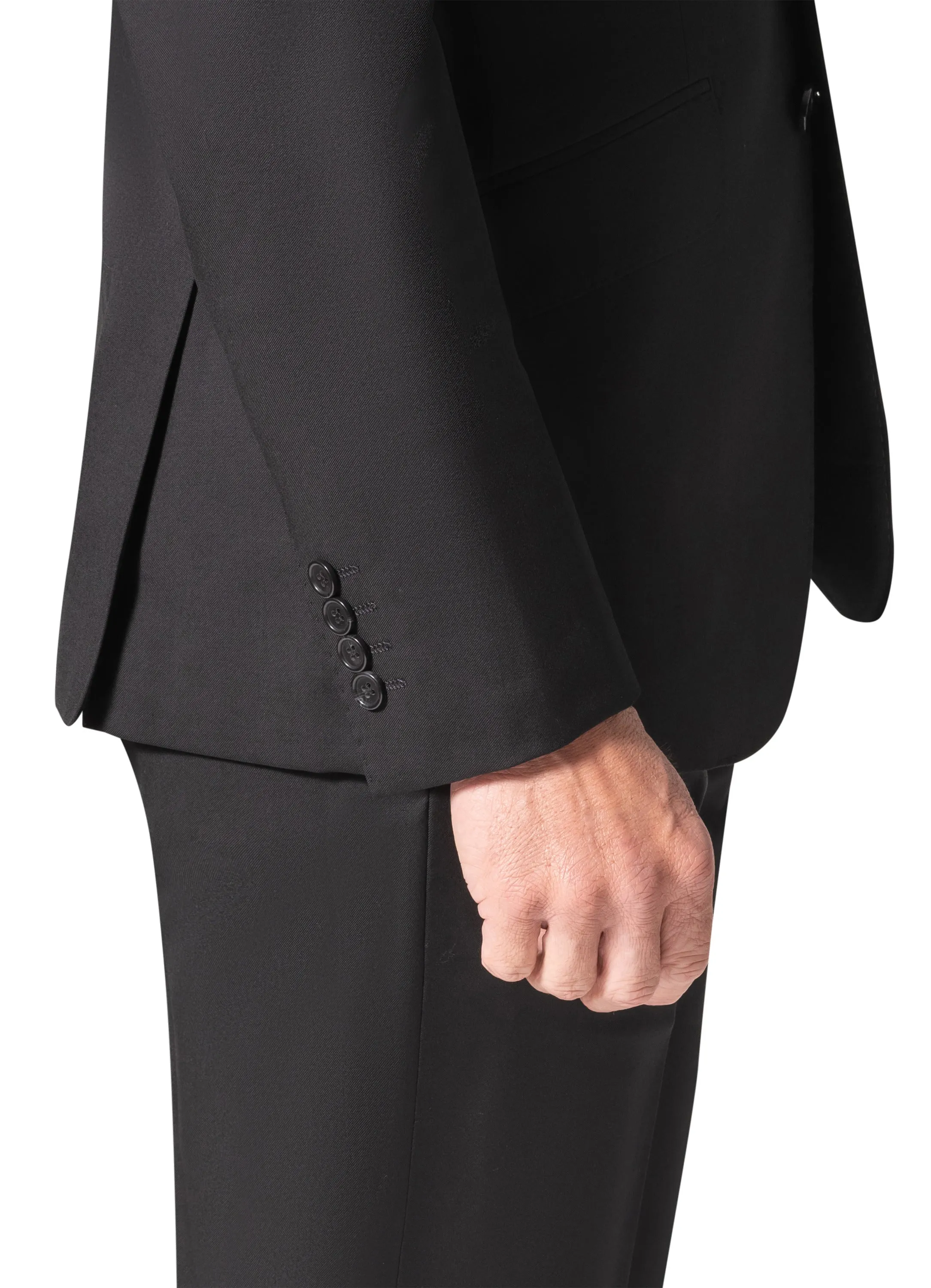 Bergamo Elegant - Reda | Modern Fit 2-Piece Solid Suit - Black upscale outfit
