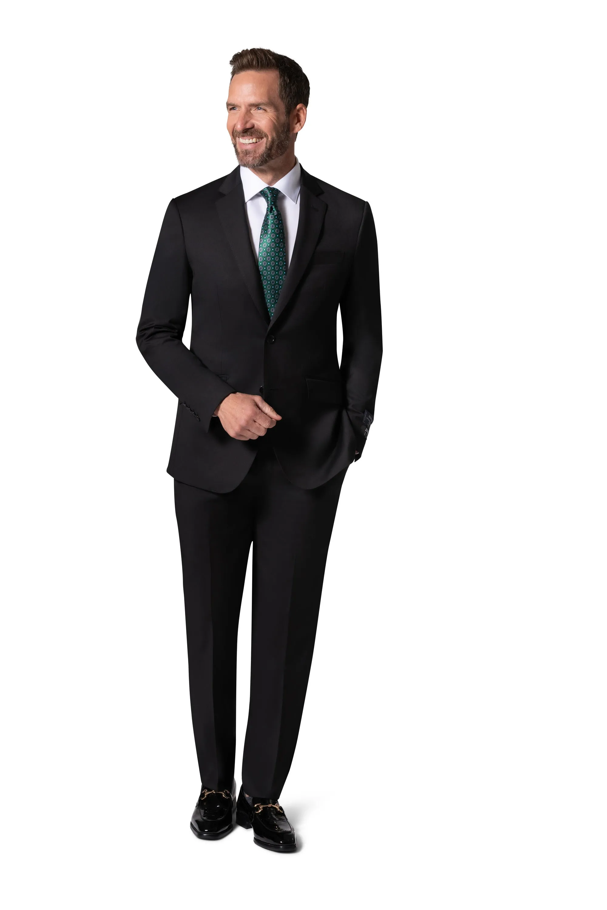 Bergamo Elegant - Reda | Modern Fit 2-Piece Solid Suit - Black tailored design