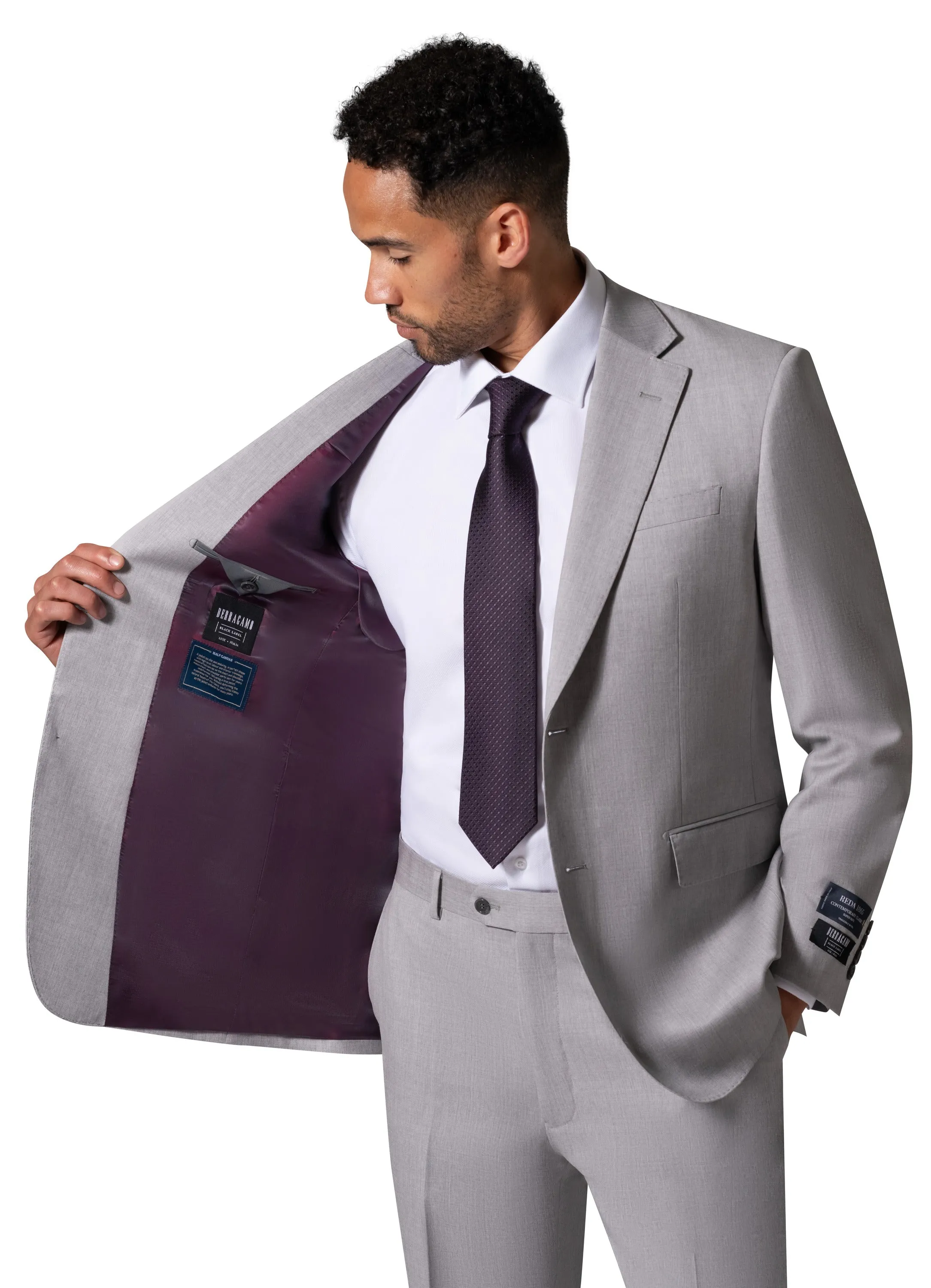 Bergamo Elegant - Reda | Modern Fit 2-Piece Solid Suit - Light Grey sleek silhouette