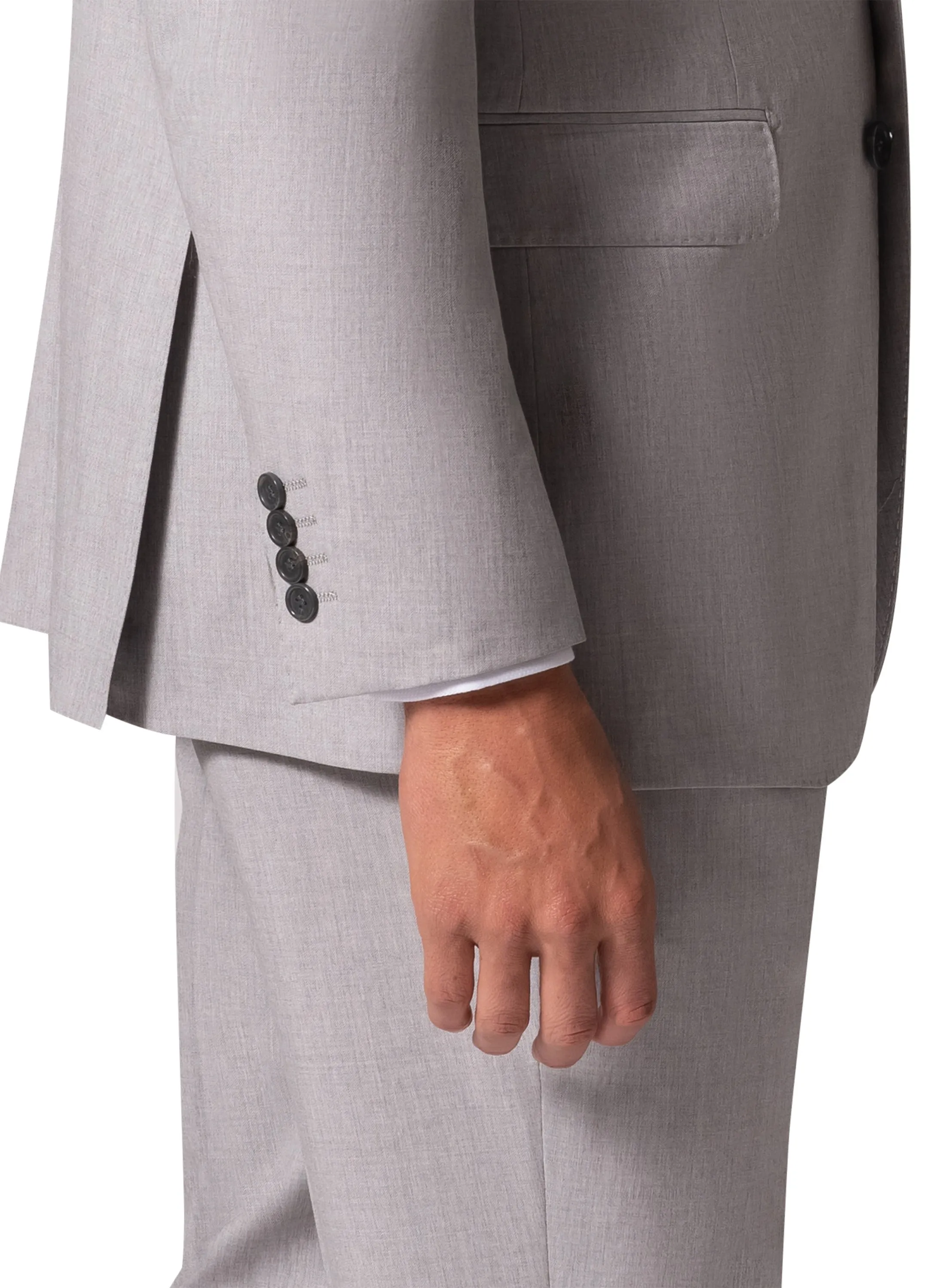 Bergamo Elegant - Reda | Modern Fit 2-Piece Solid Suit - Light Grey modern cut