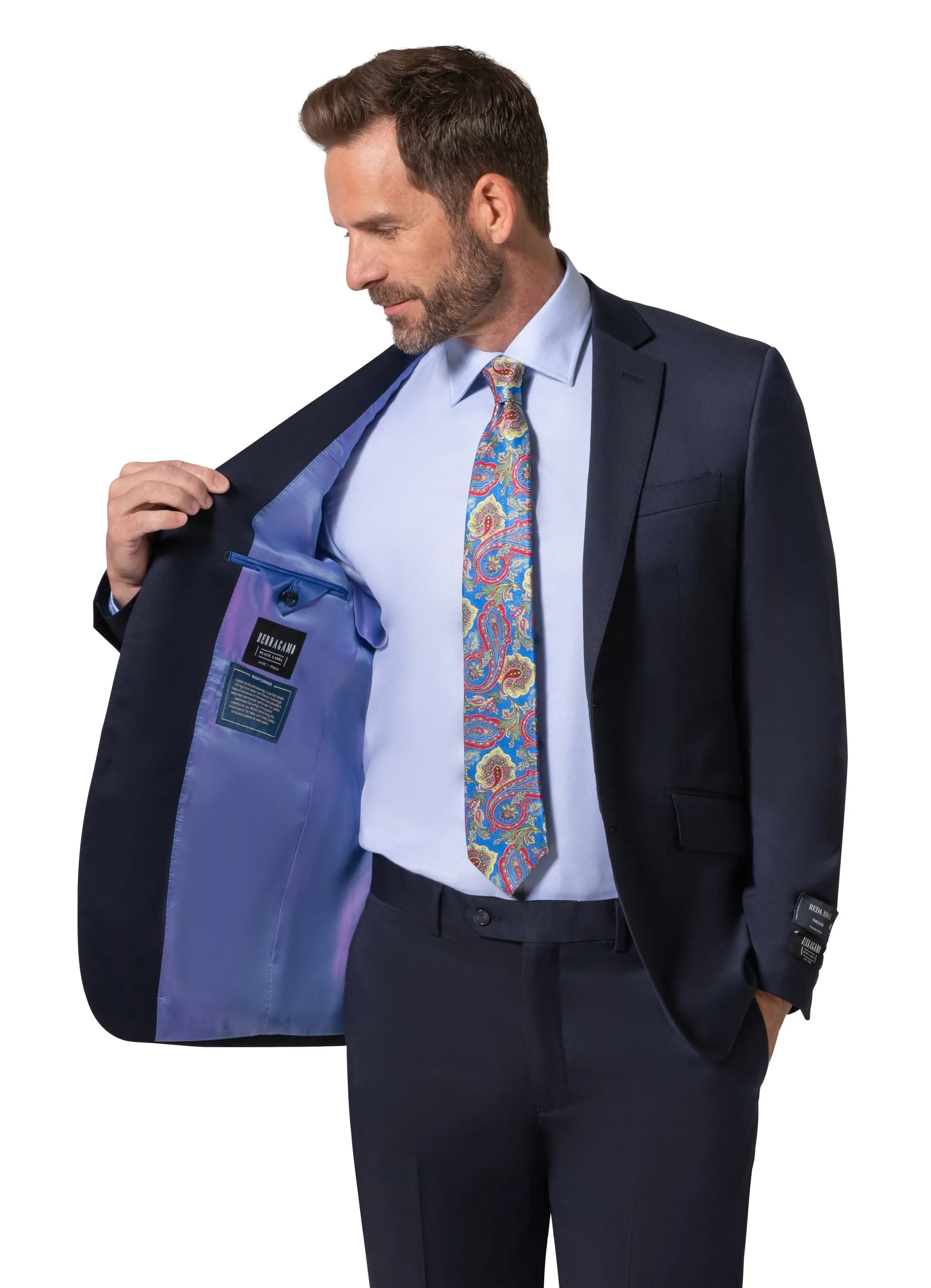 Bergamo Elegant - Reda | Modern Fit 2-Piece Solid Suit - Navy wedding party
