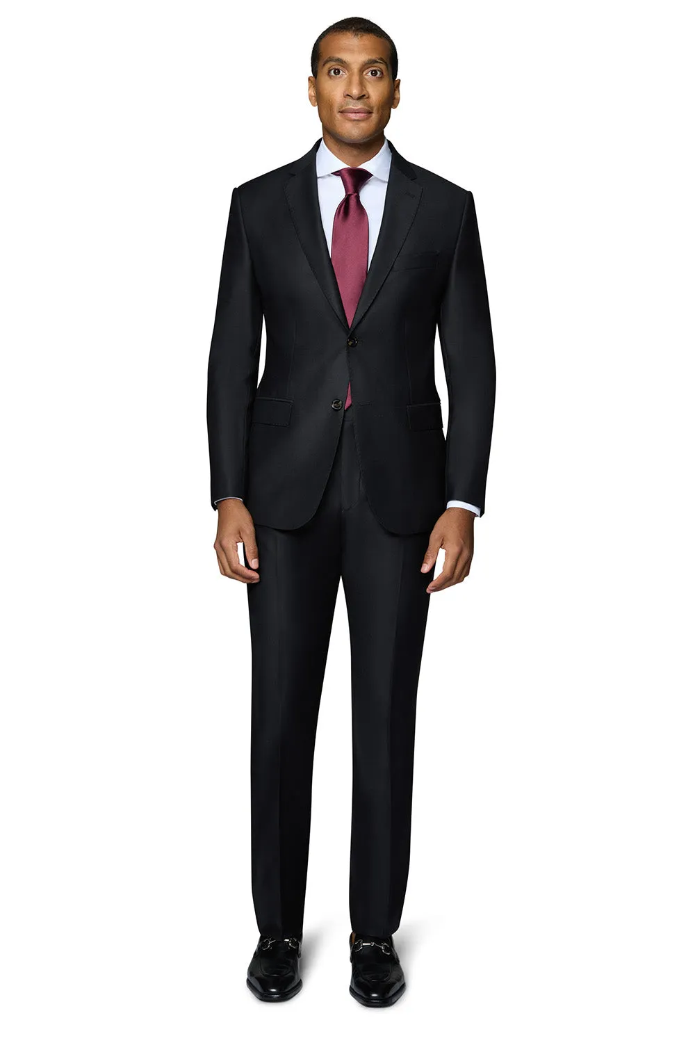 Bergamo Elegant - Reda | Slim 2-Piece Notch Solid Black Suit fashion elegance
