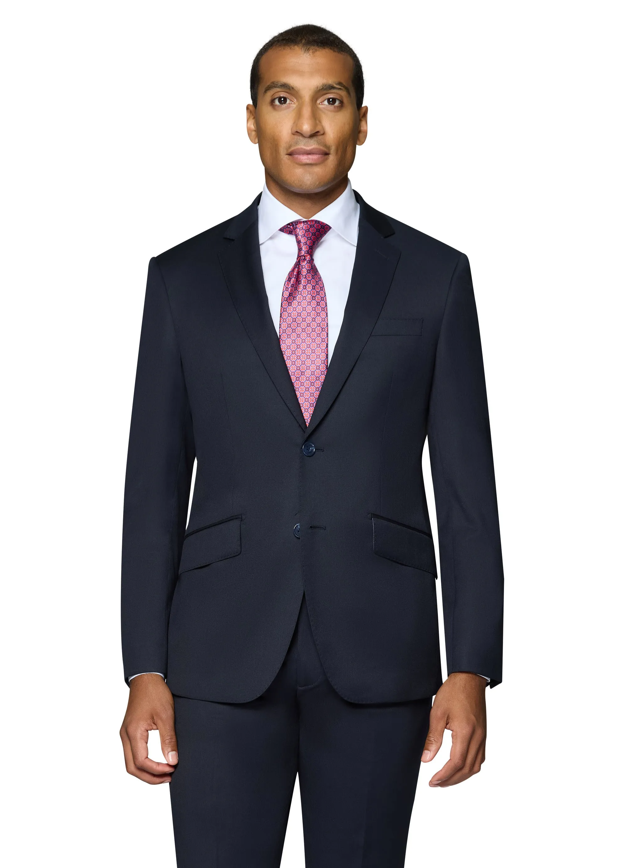 Bergamo Elegant - Reda | Slim 2-Piece Notch Solid Navy Suit romantic style