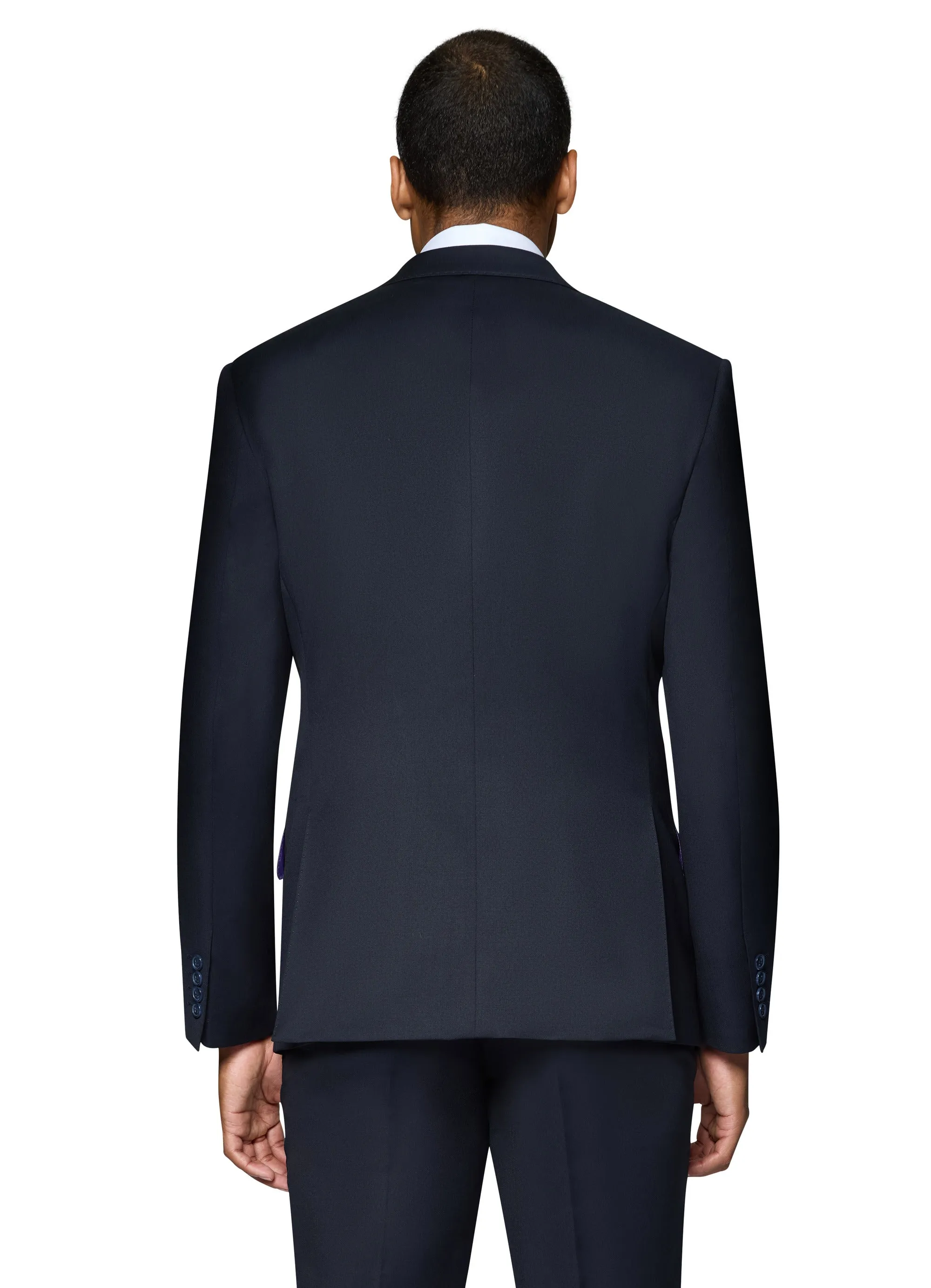 Bergamo Elegant - Reda | Slim 2-Piece Notch Solid Navy Suit premium quality