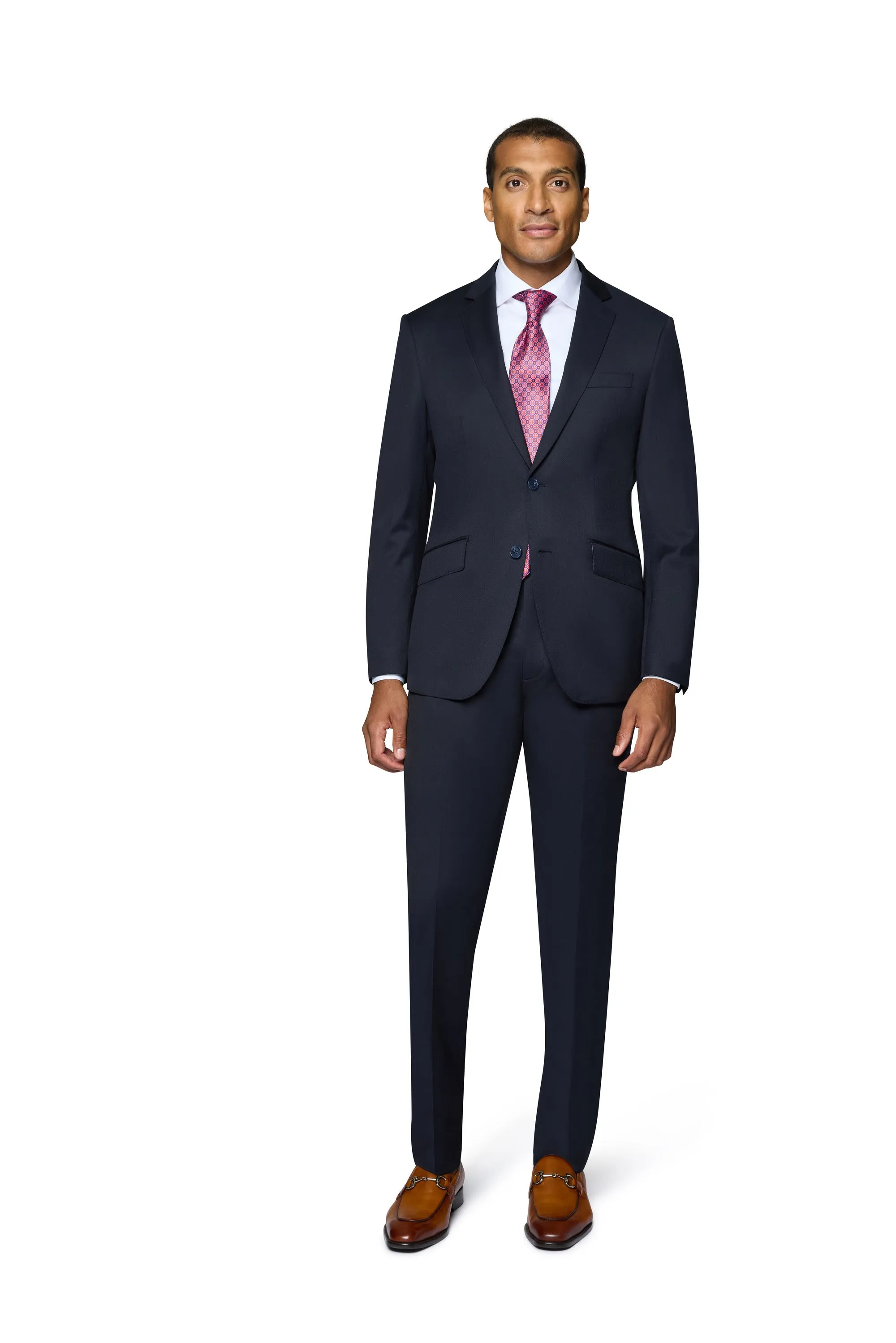 Bergamo Elegant - Reda | Slim 2-Piece Notch Solid Navy Suit trendy outfit