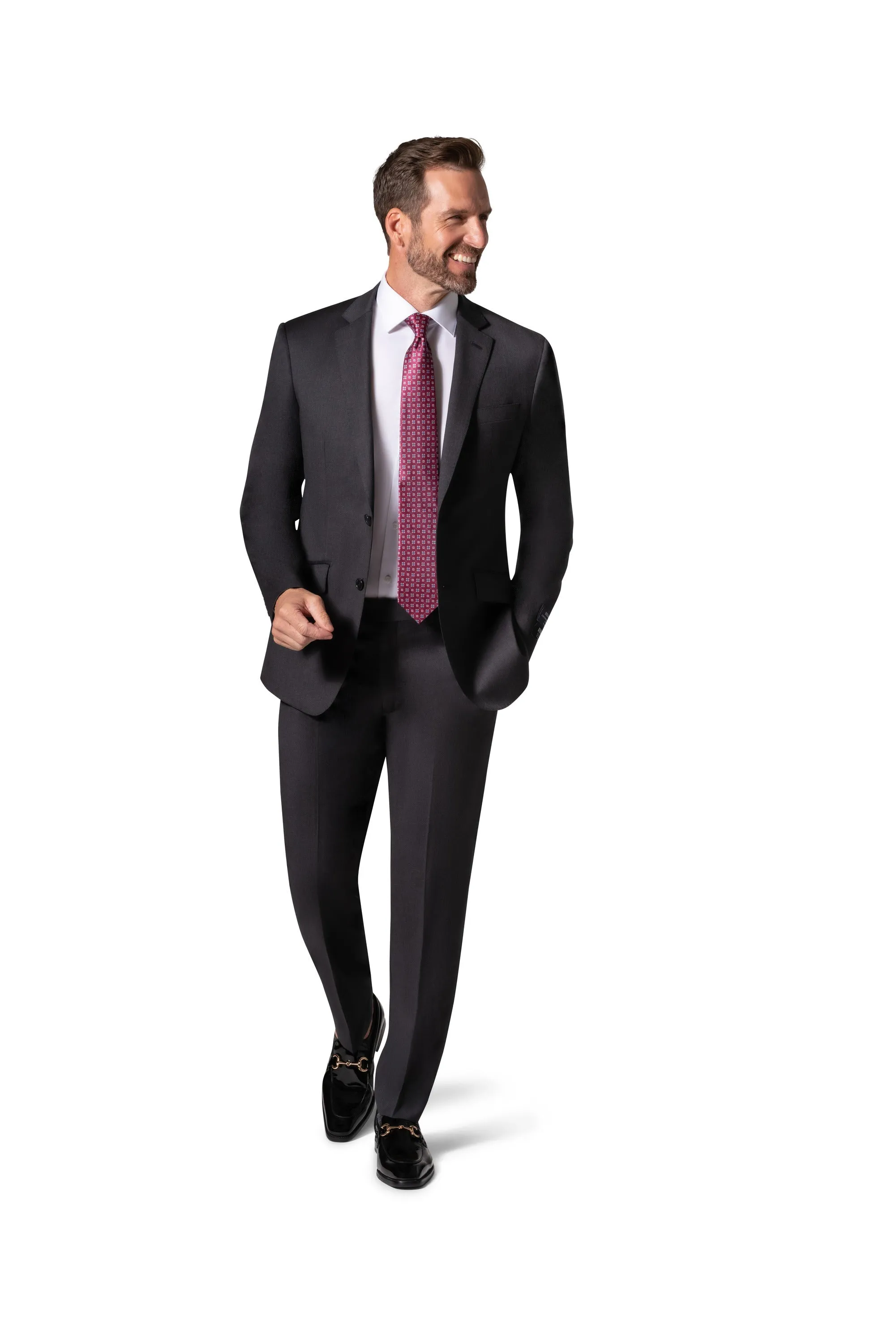 Bergamo Elegant - Reda | Slim Fit 2-Piece Solid Suit - Charcoal fashion classic outfit