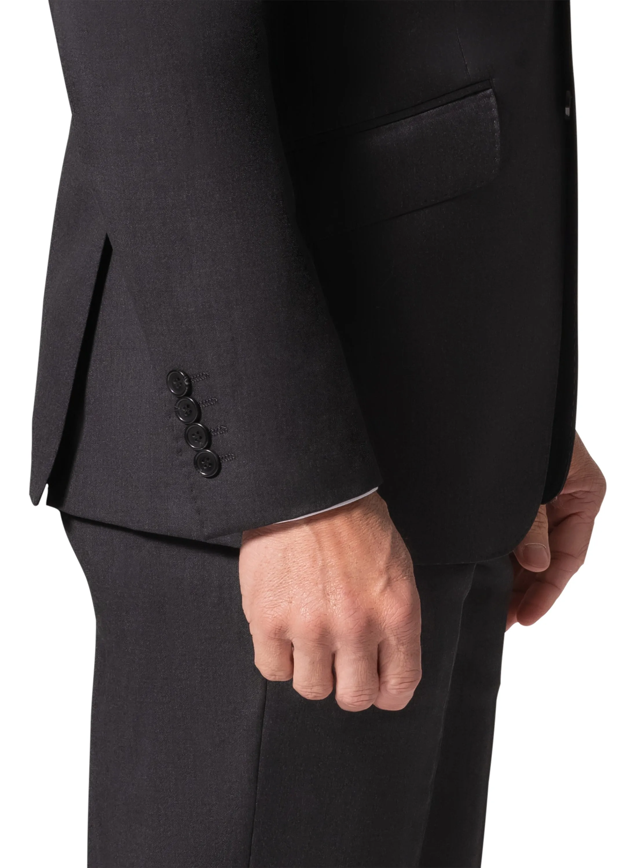 Bergamo Elegant - Reda | Slim Fit 2-Piece Solid Suit - Charcoal iconic look