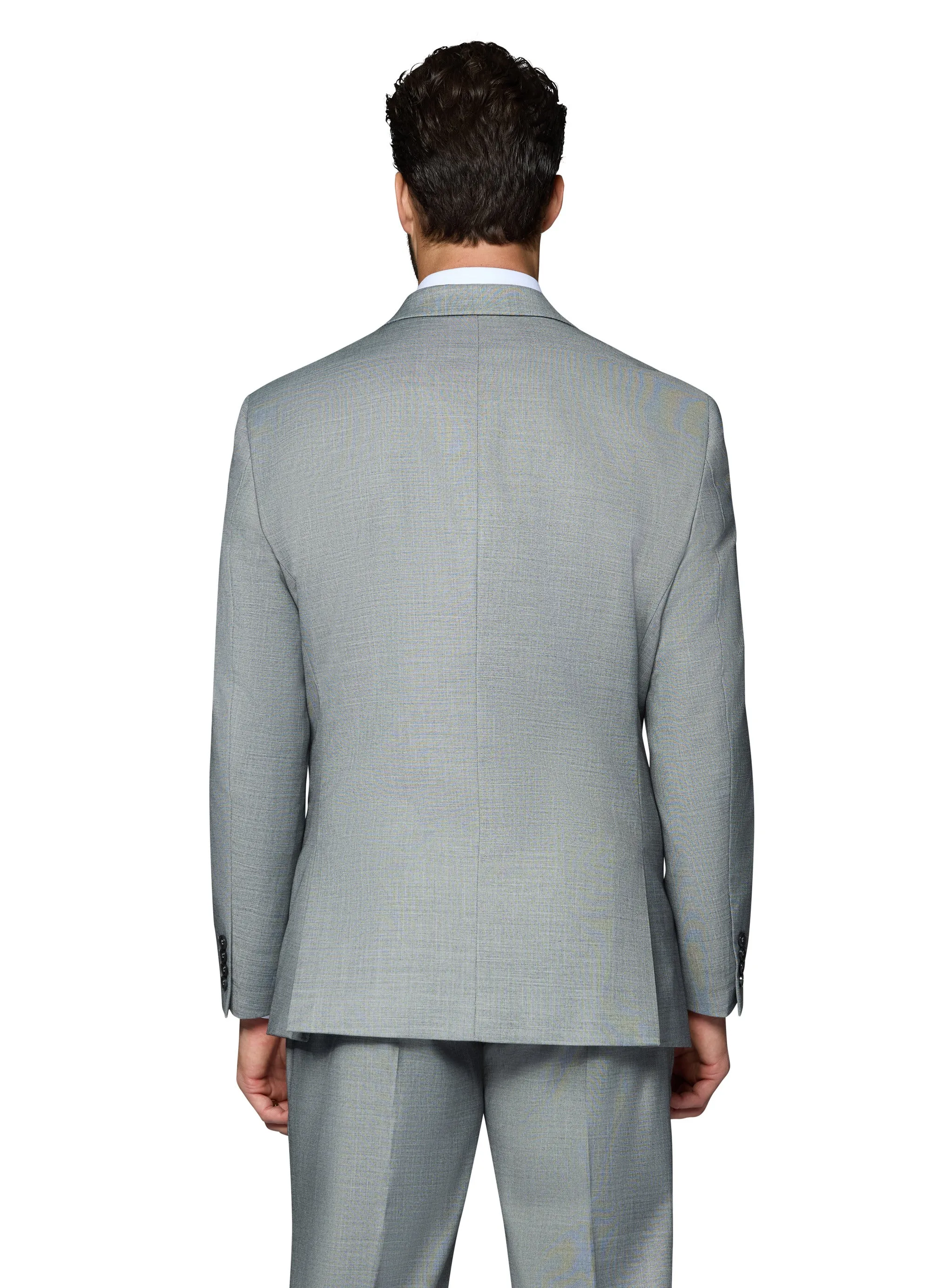 Bergamo Elegant Sharkskin Vested Slim Fit Grey Suit wedding season style