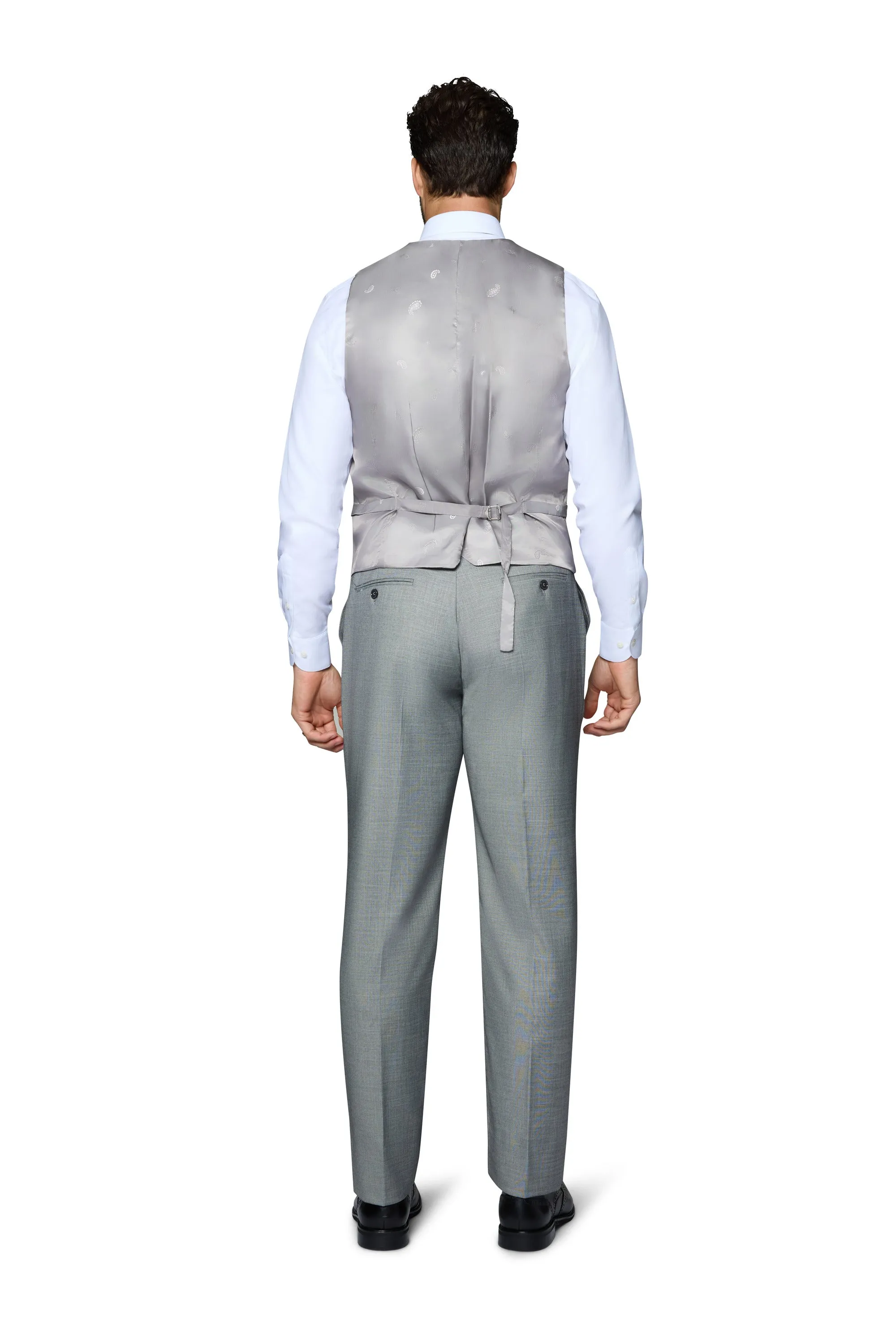 Bergamo Elegant Sharkskin Vested Slim Fit Grey Suit celebratory wear