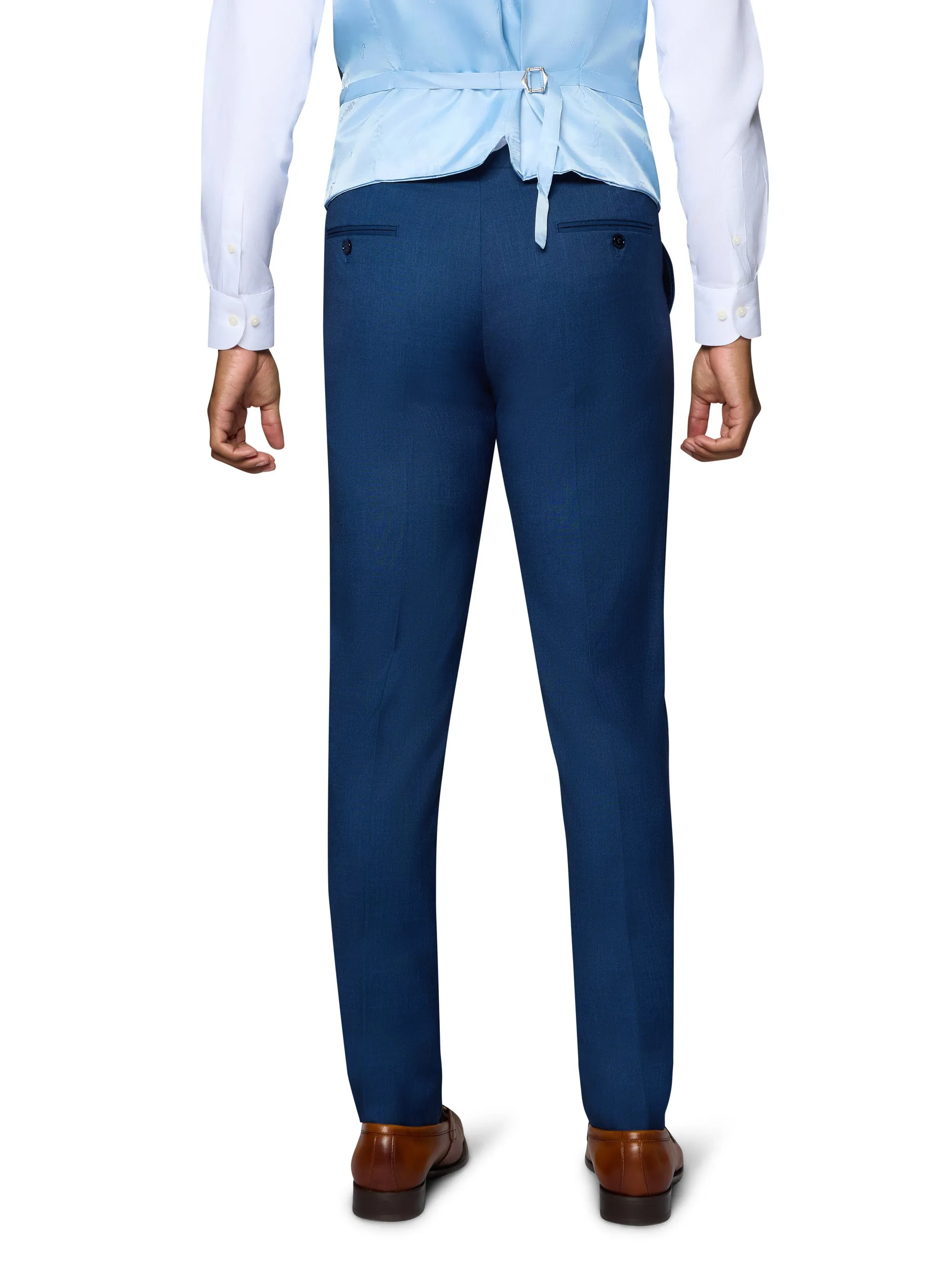 Bergamo Elegant Sharkskin Vested Slim Fit New Blue Suit stylish pants