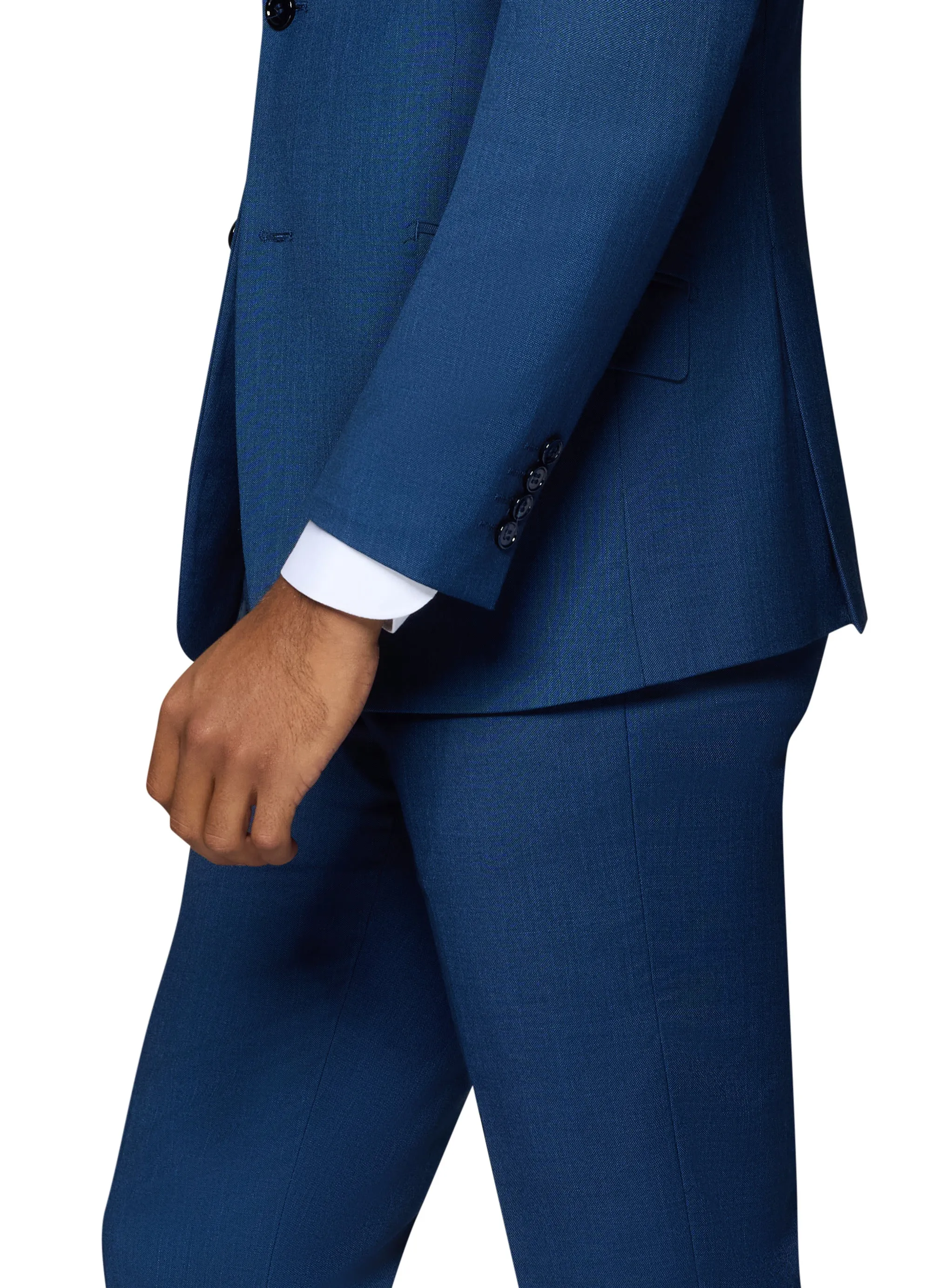 Bergamo Elegant Sharkskin Vested Slim Fit New Blue Suit best man attire