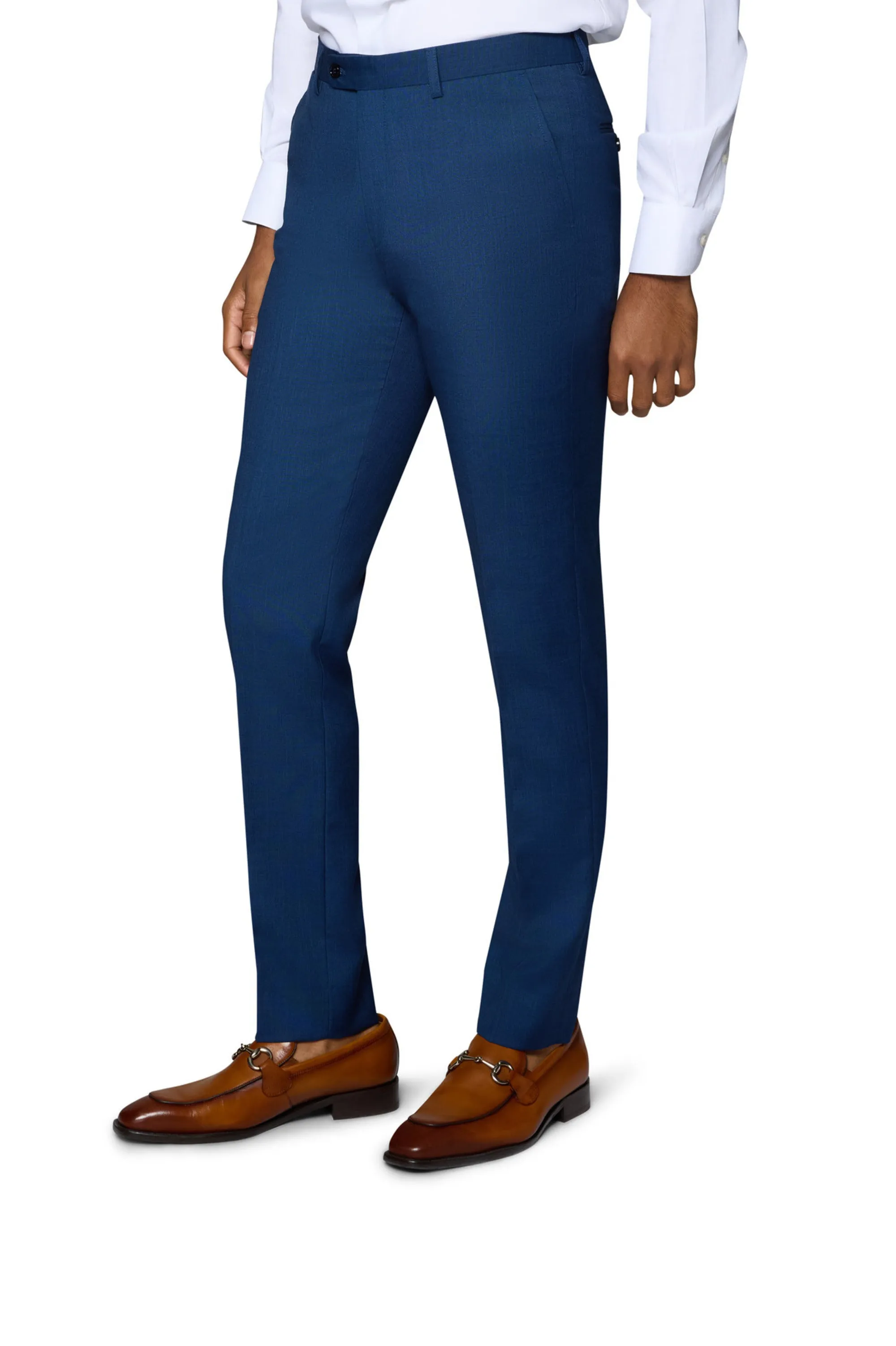 Bergamo Elegant Sharkskin Vested Slim Fit New Blue Suit formal gathering outfit