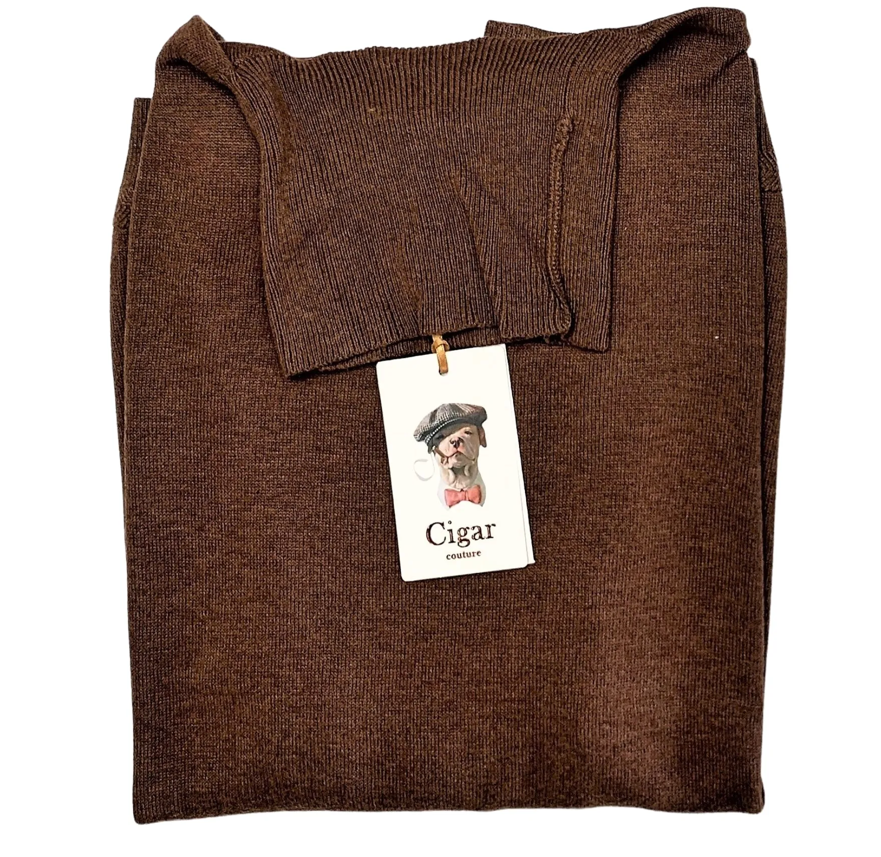 Bergamo Elegant T-178 Turtle Neck Sweater - Brown functional knit