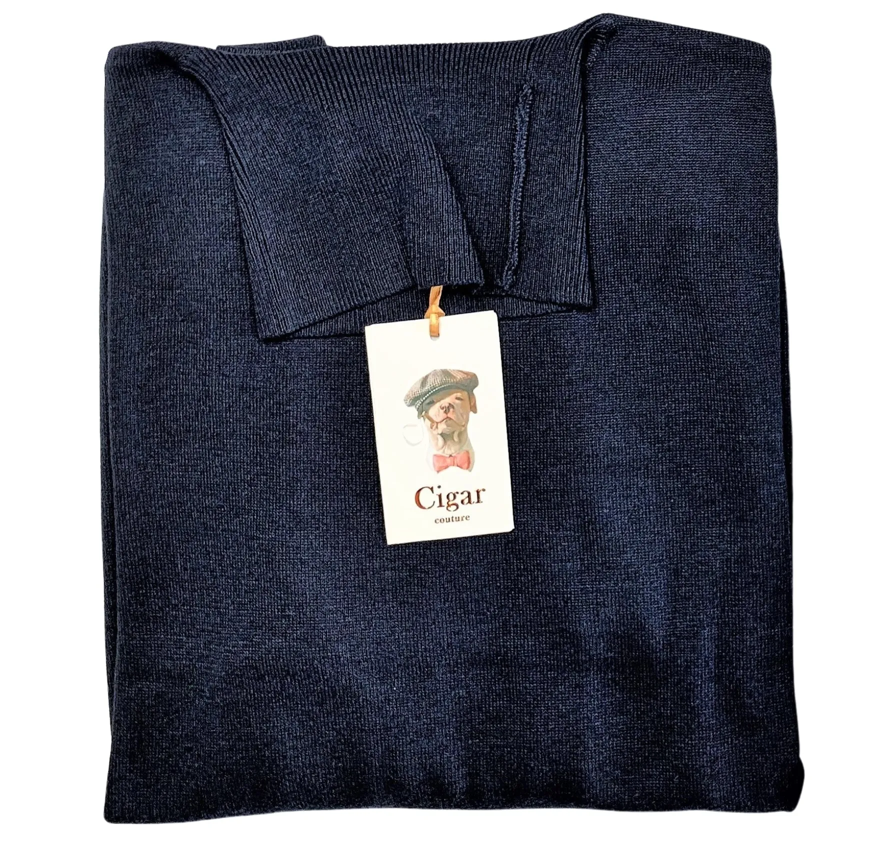 Bergamo Elegant T-178 Turtle Neck Sweater - Navy relaxed silhouette