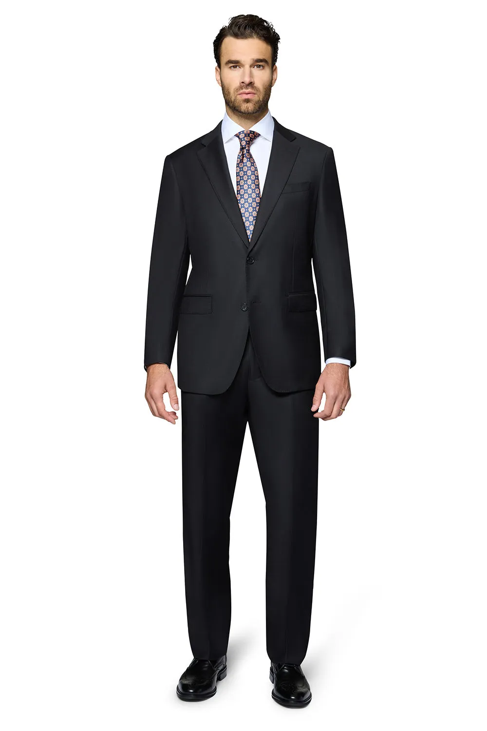 Bergamo Elegant Wool Suit - Black classic silhouette