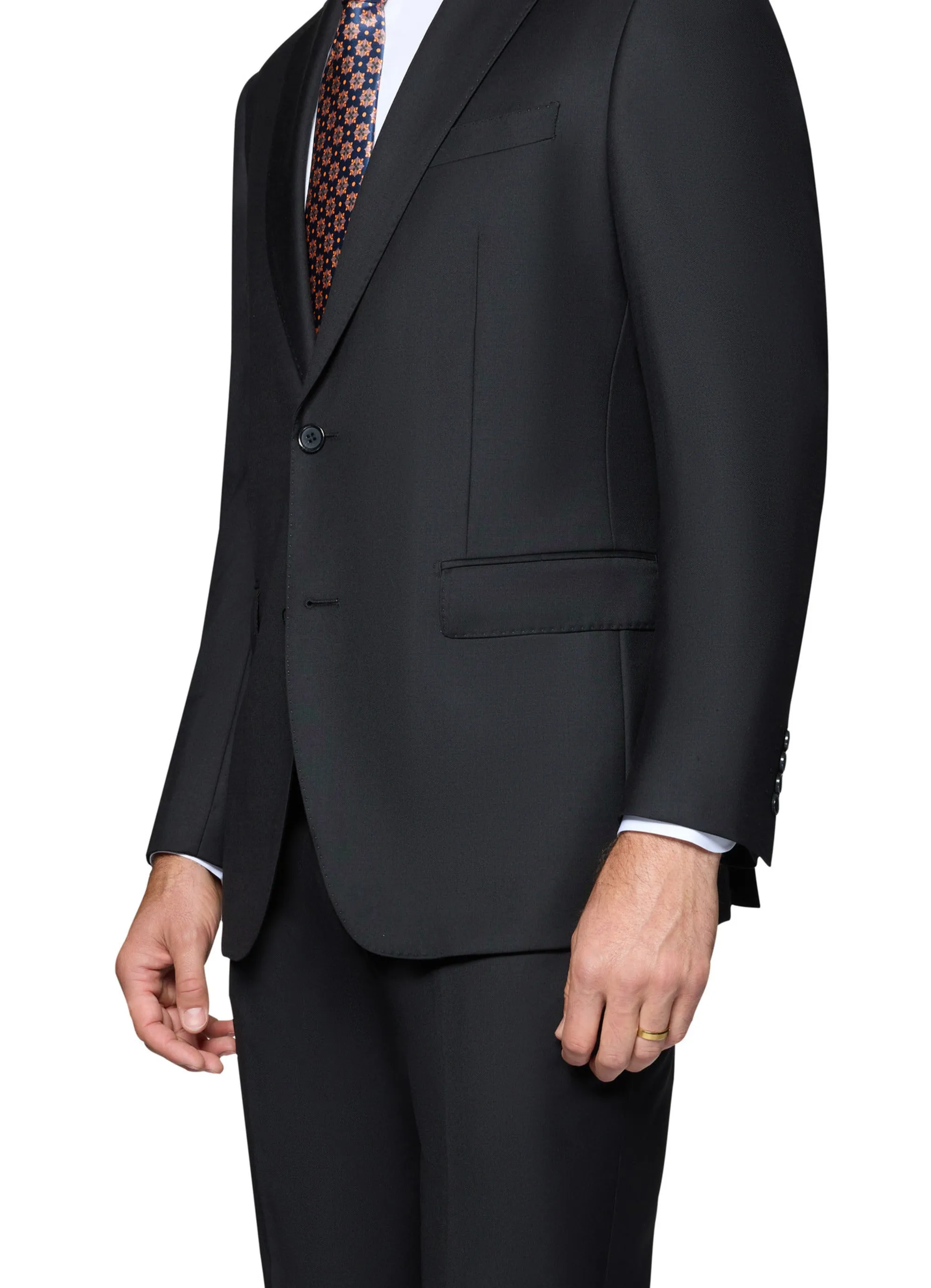 Bergamo Elegant Wool Suit - Black sleek fashion