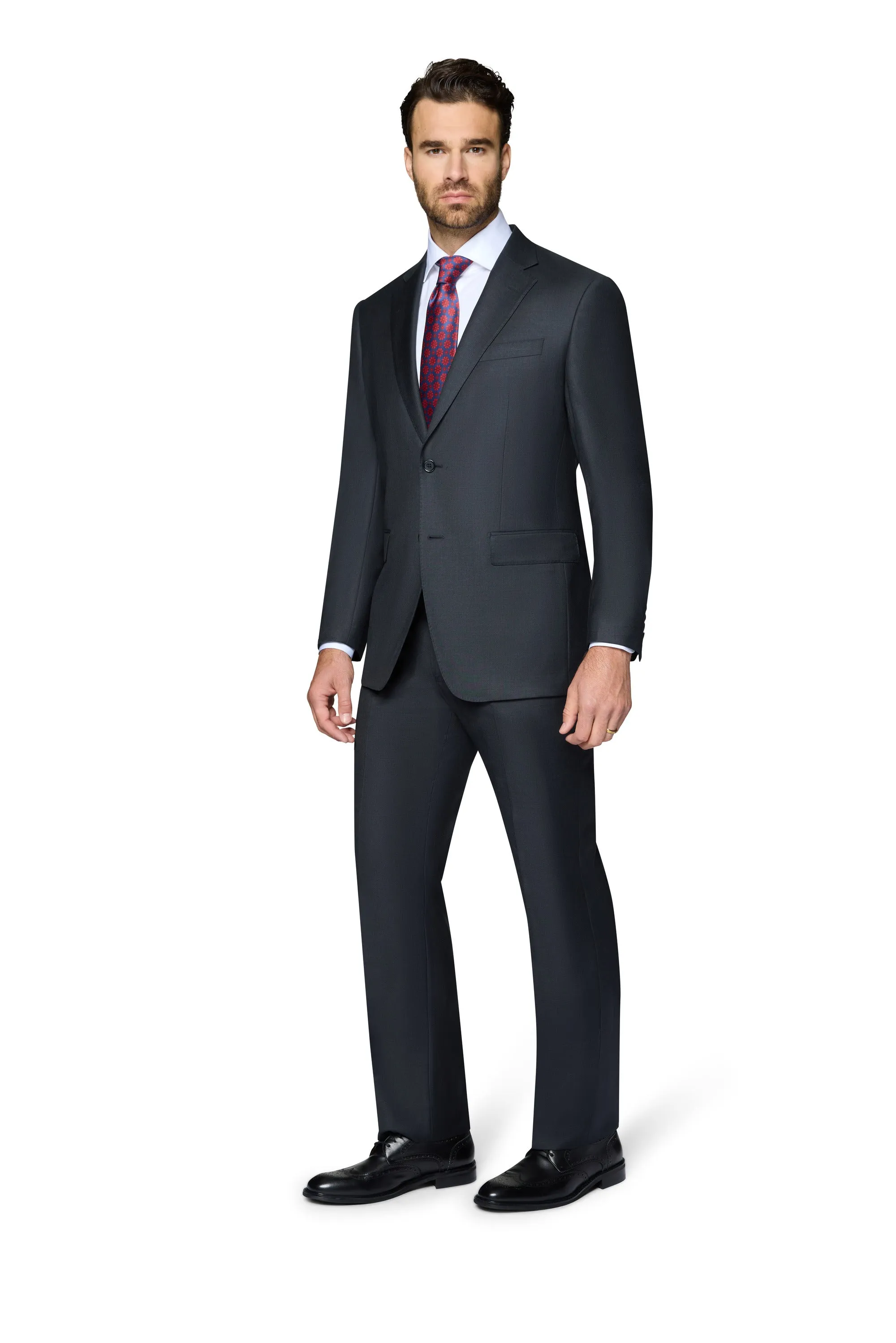 Bergamo Elegant Wool Suit - Charcoal tailored ensemble