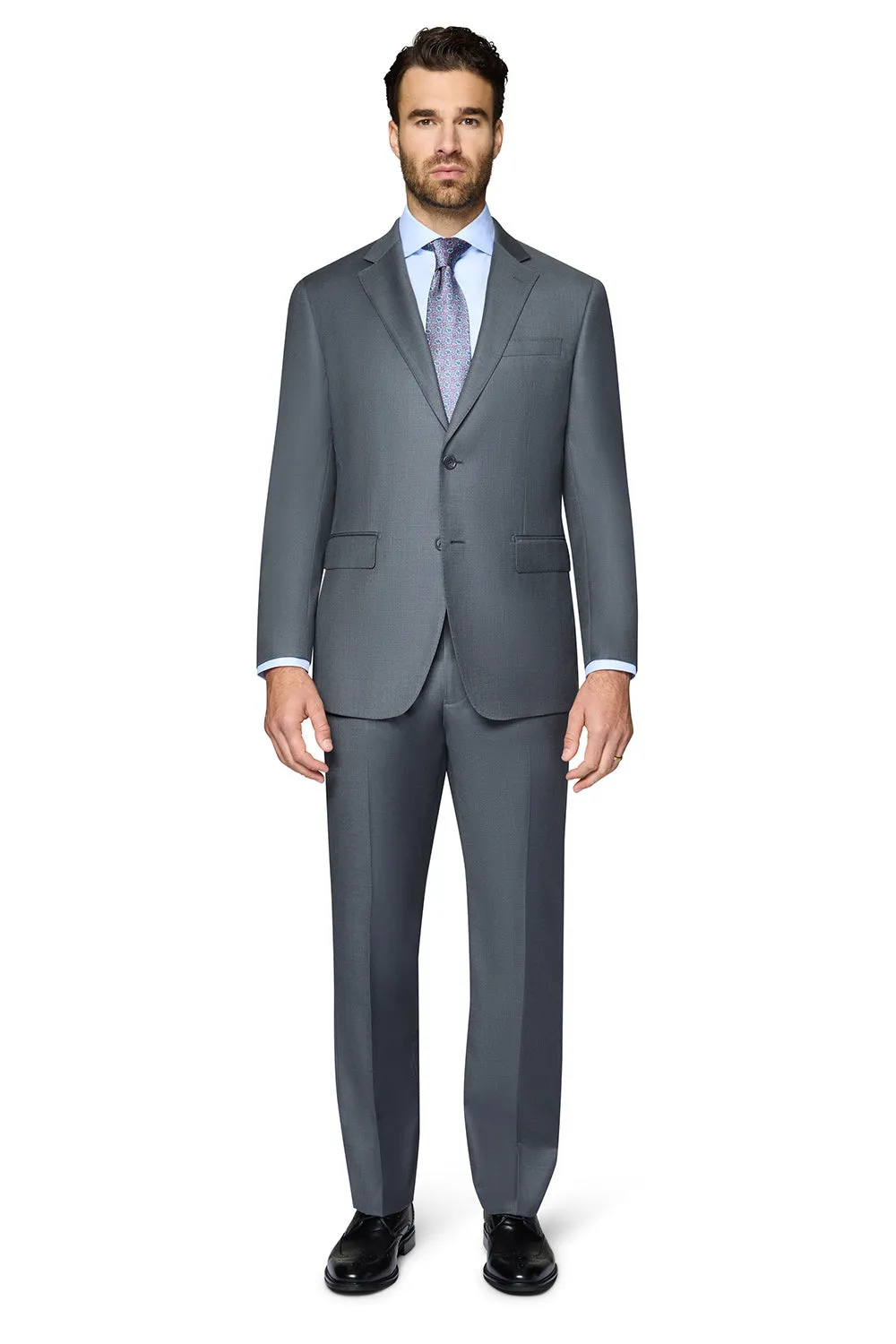 Bergamo Elegant Wool Suit - Medium Grey refined ensemble