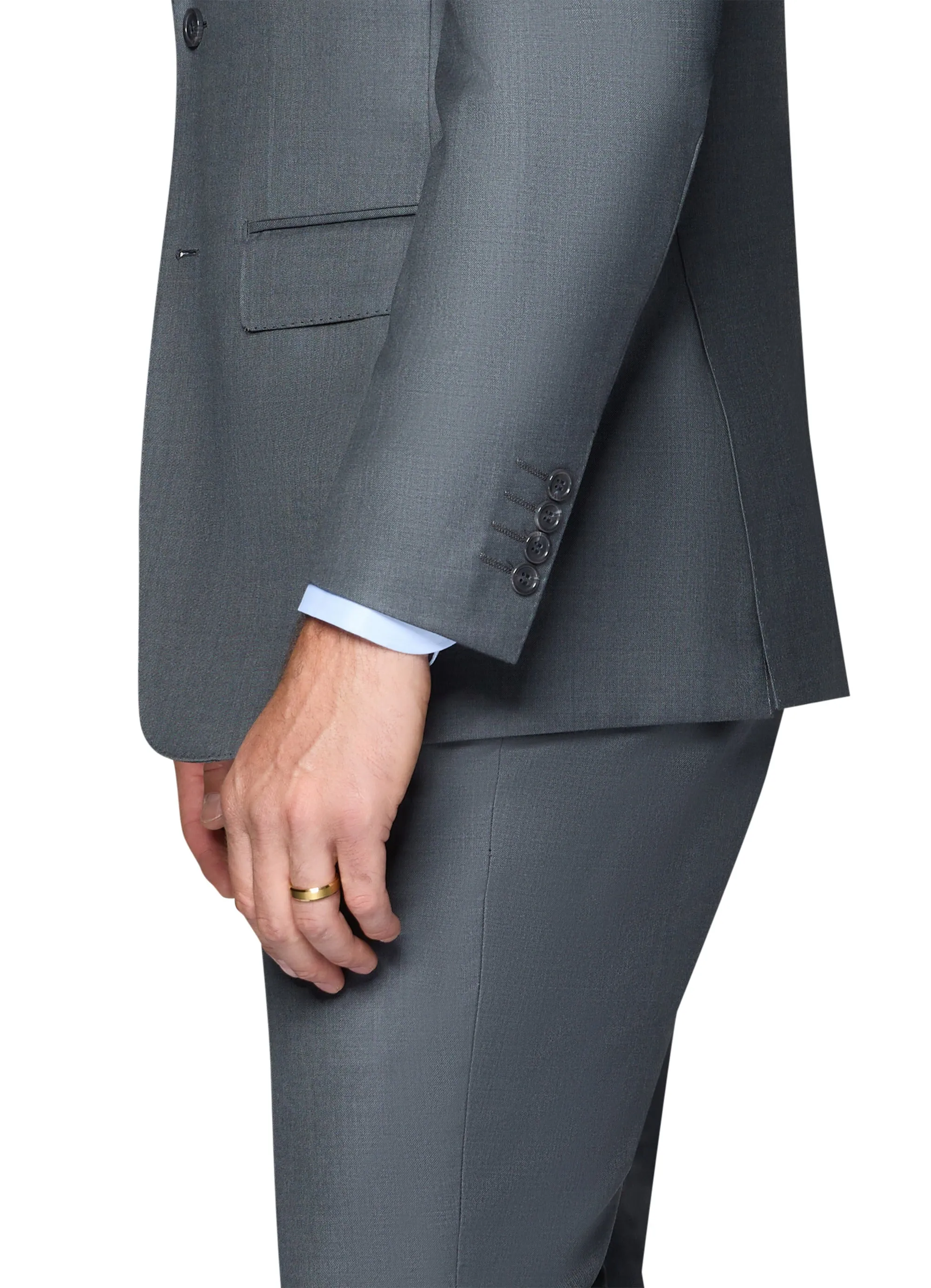Bergamo Elegant Wool Suit - Medium Grey tailored style