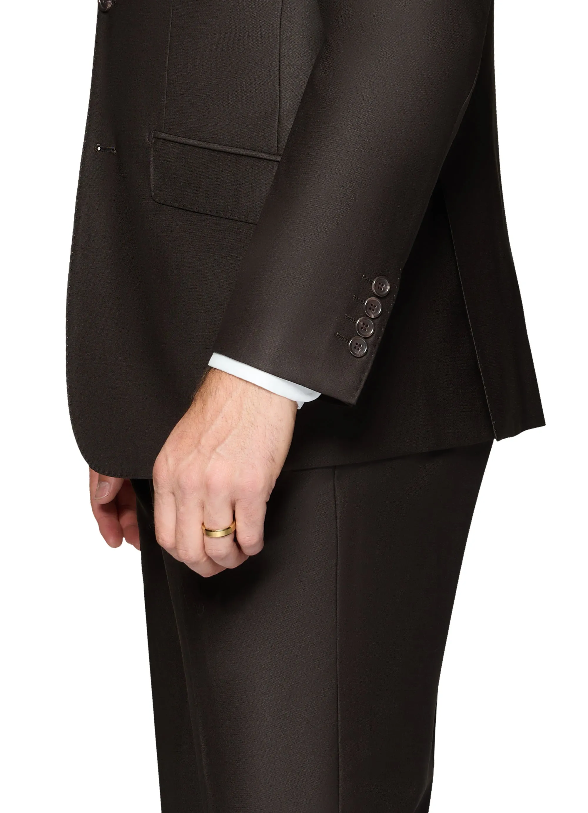 Bergamo Essex Elegant - Faille Wool Solid Suit - Brown elegant ensemble