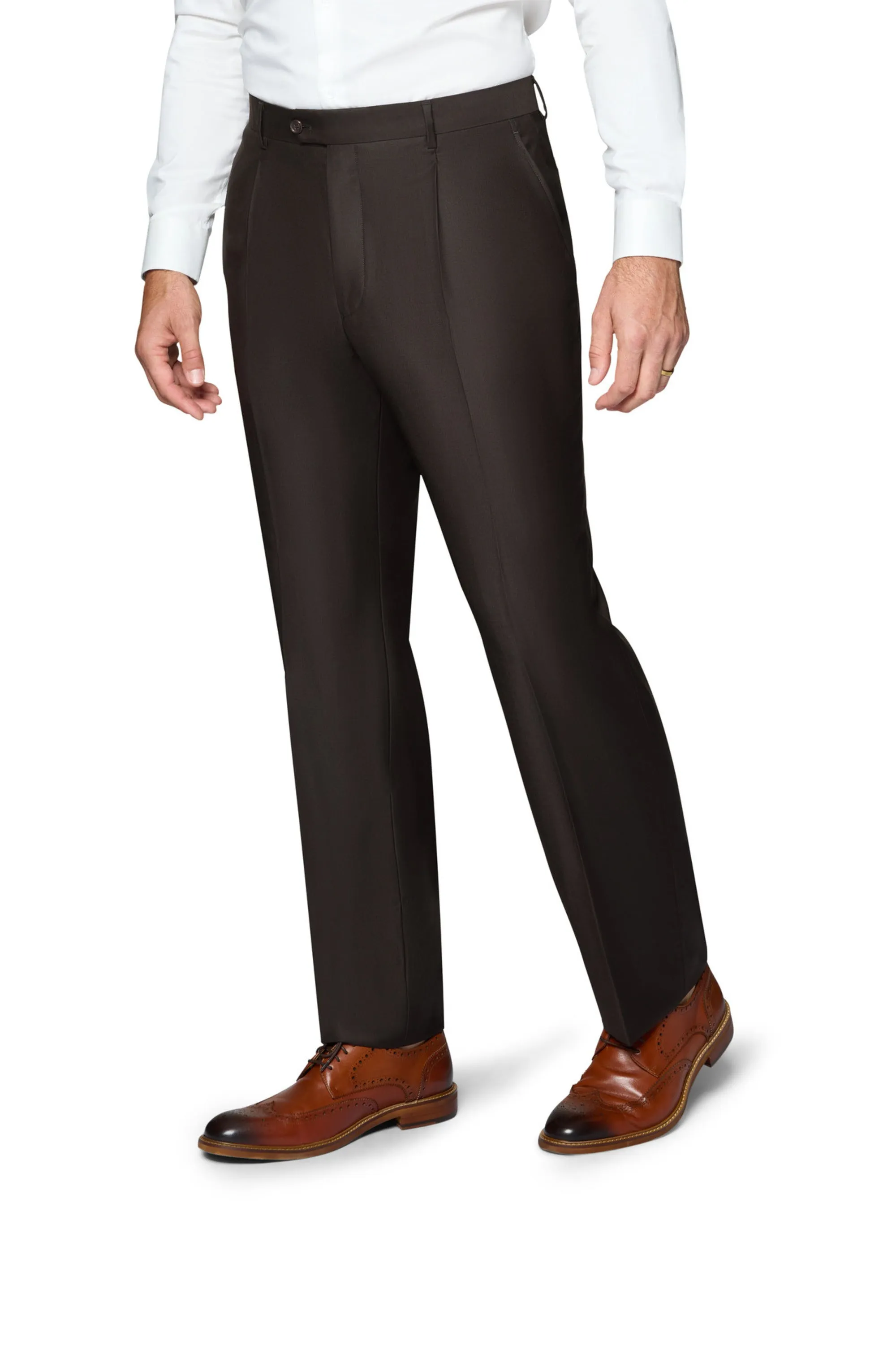 Bergamo Essex Elegant - Faille Wool Solid Suit - Brown sophisticated wear