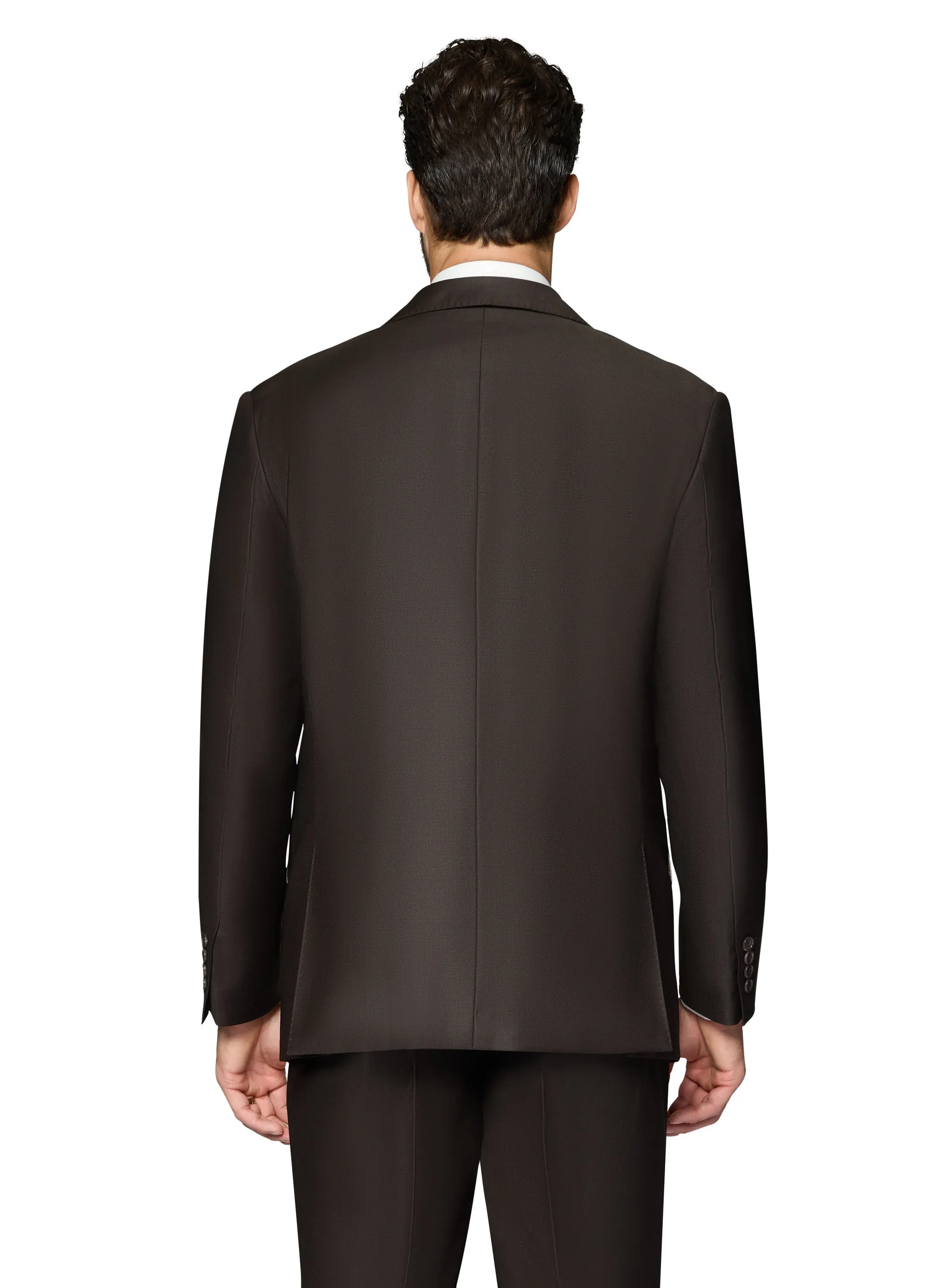 Bergamo Essex Elegant - Faille Wool Solid Suit - Brown clean lines