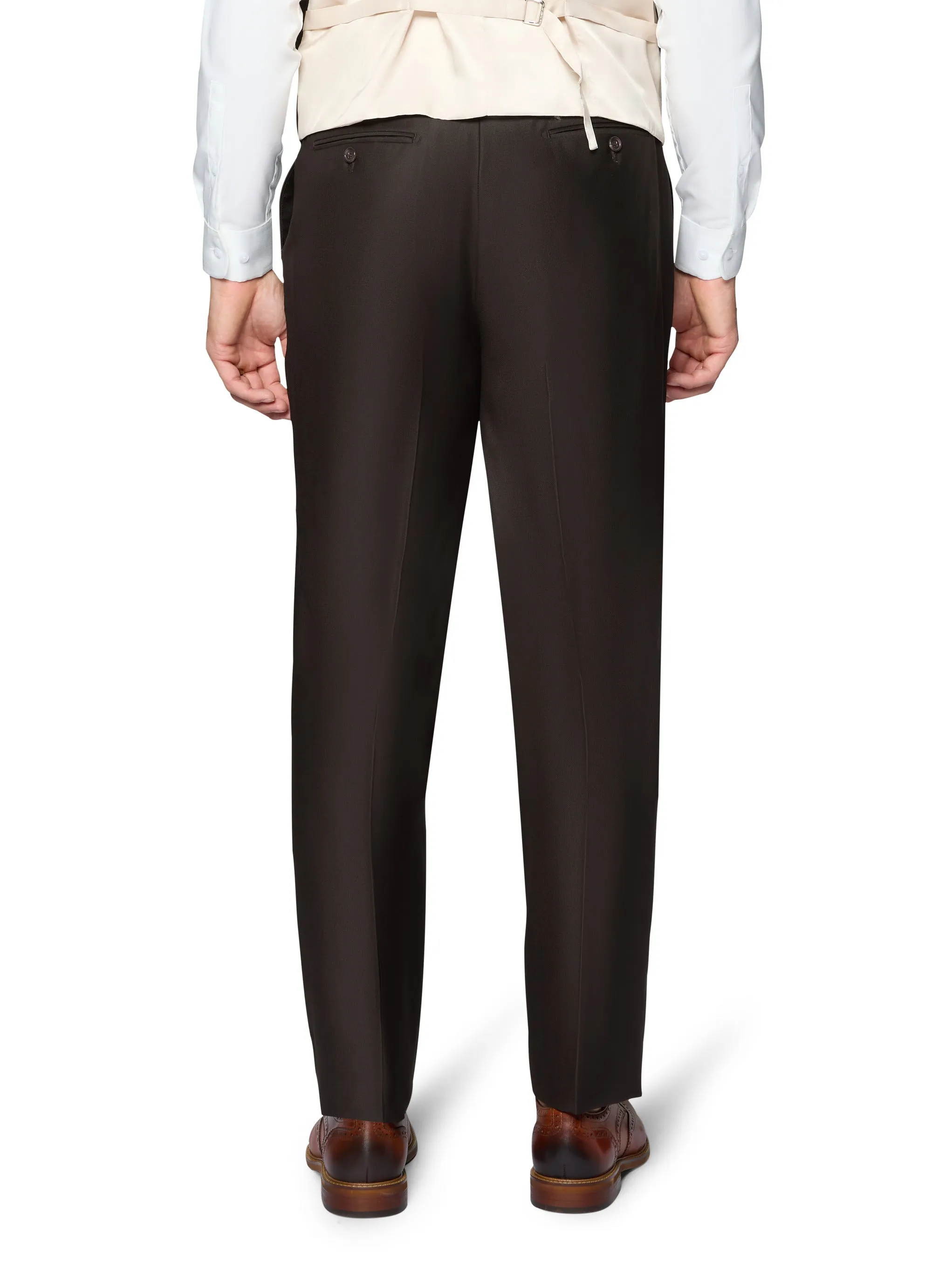 Bergamo Essex Elegant - Faille Wool Solid Suit - Brown formal gathering