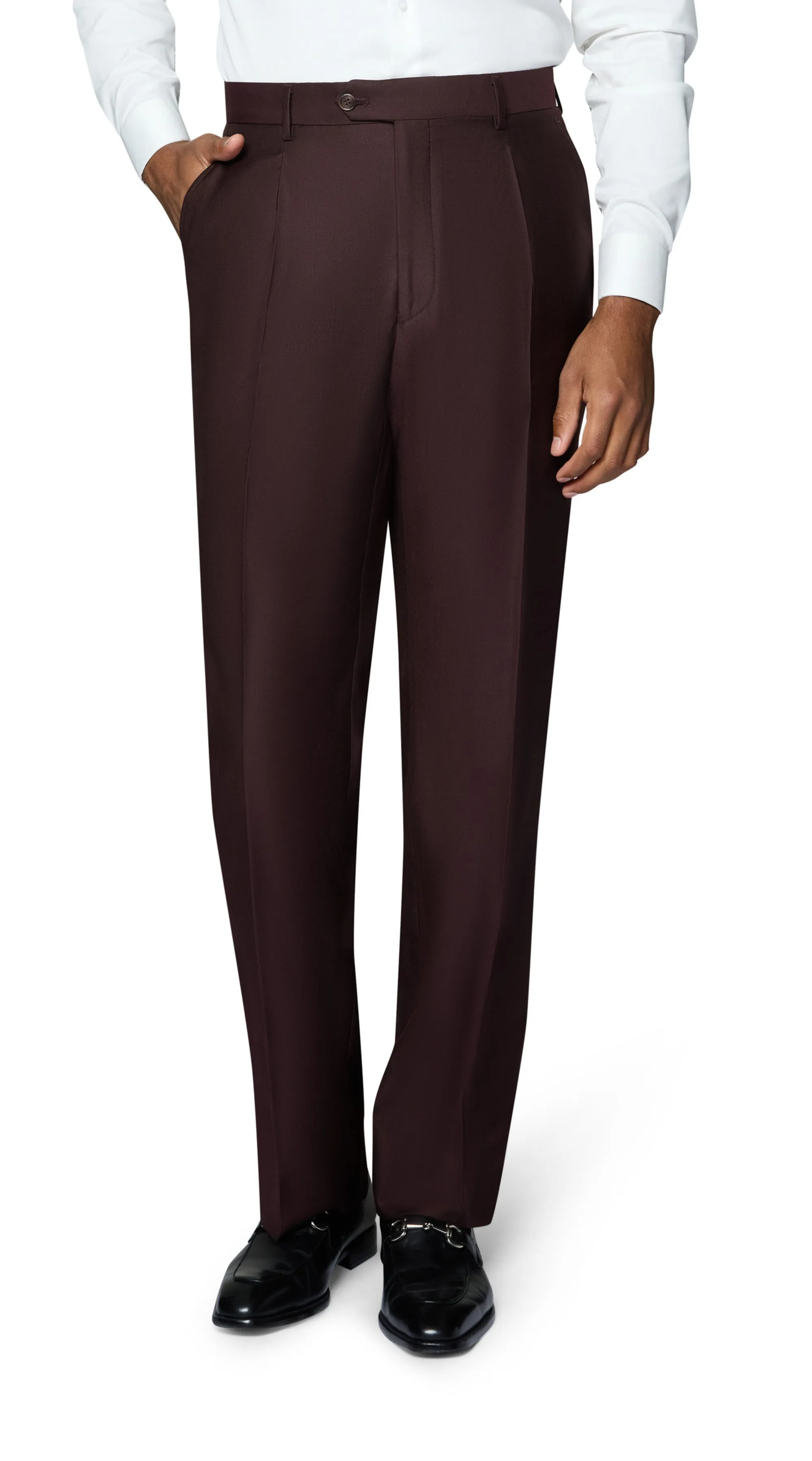 Bergamo Essex Elegant - Faille Wool Solid Suit - Burgundy elegant outfit ideas
