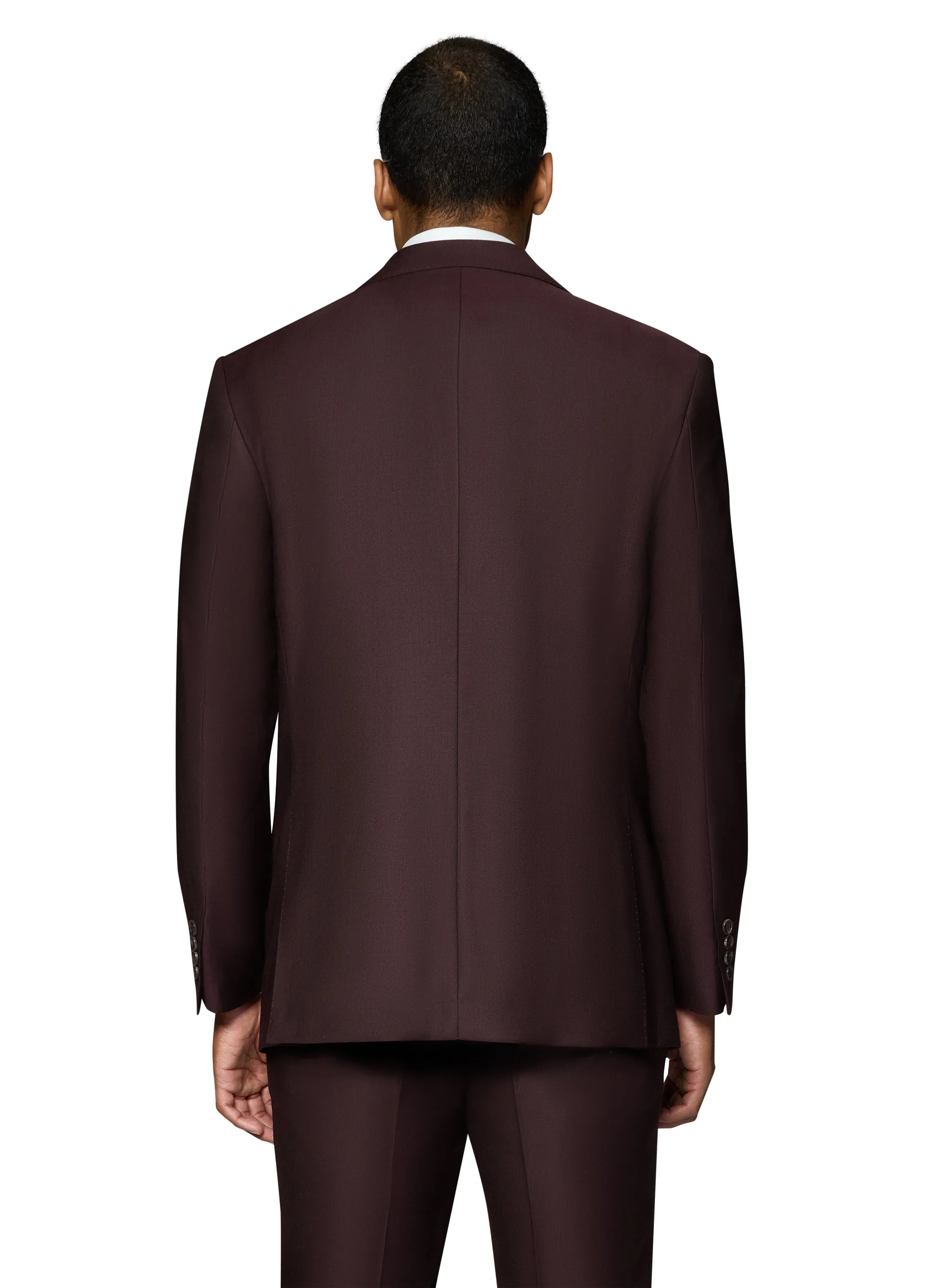 Bergamo Essex Elegant - Faille Wool Solid Suit - Burgundy elegant cut