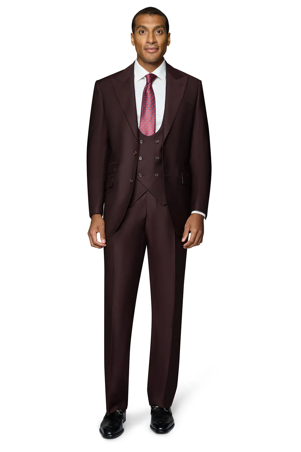 Bergamo Essex Elegant - Faille Wool Solid Suit - Burgundy formal wear ideas
