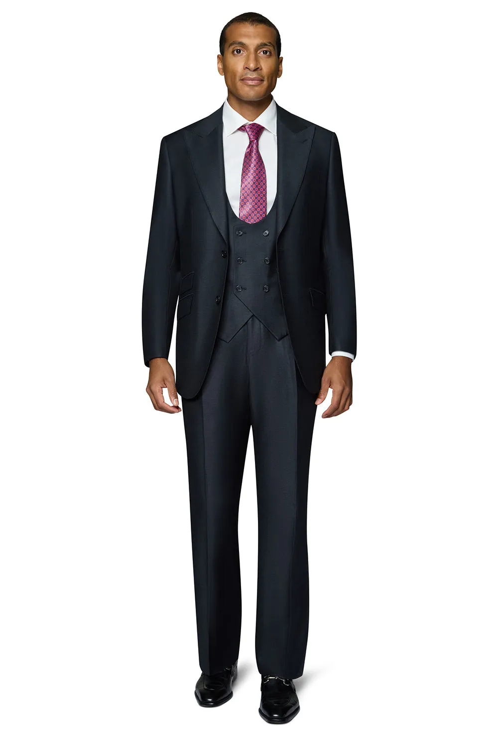 Bergamo Essex Elegant - Faille Wool Solid Suit - Charcoal confident look