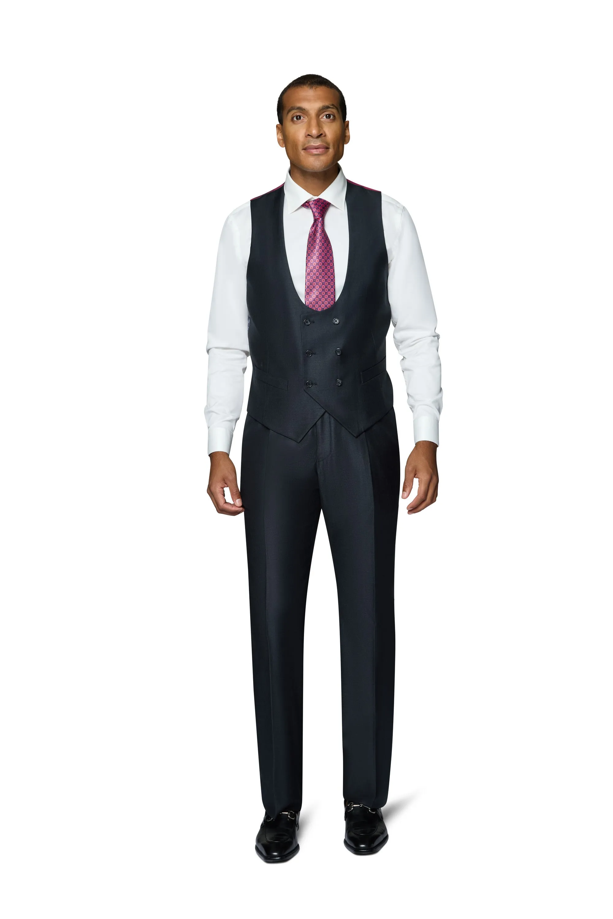 Bergamo Essex Elegant - Faille Wool Solid Suit - Charcoal elegant outfit