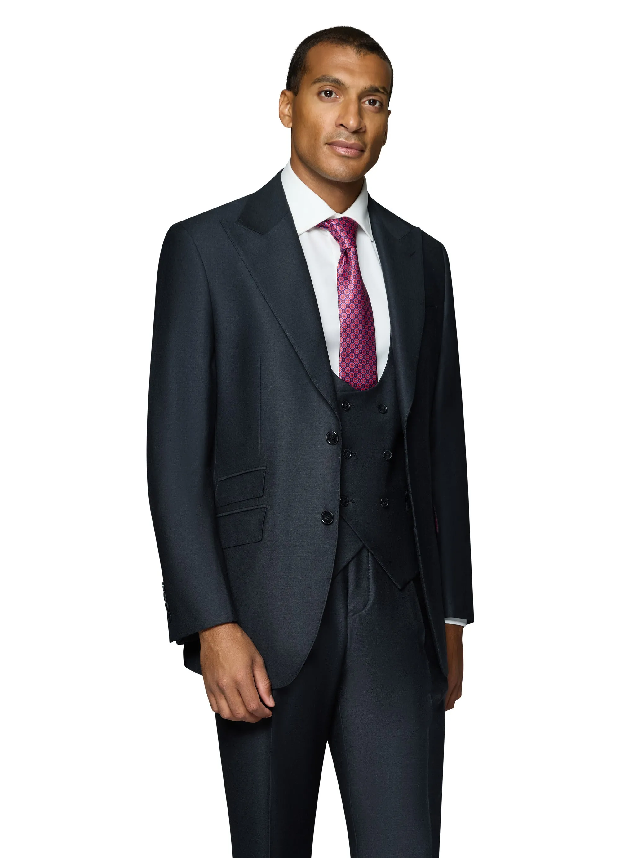 Bergamo Essex Elegant - Faille Wool Solid Suit - Charcoal premium quality