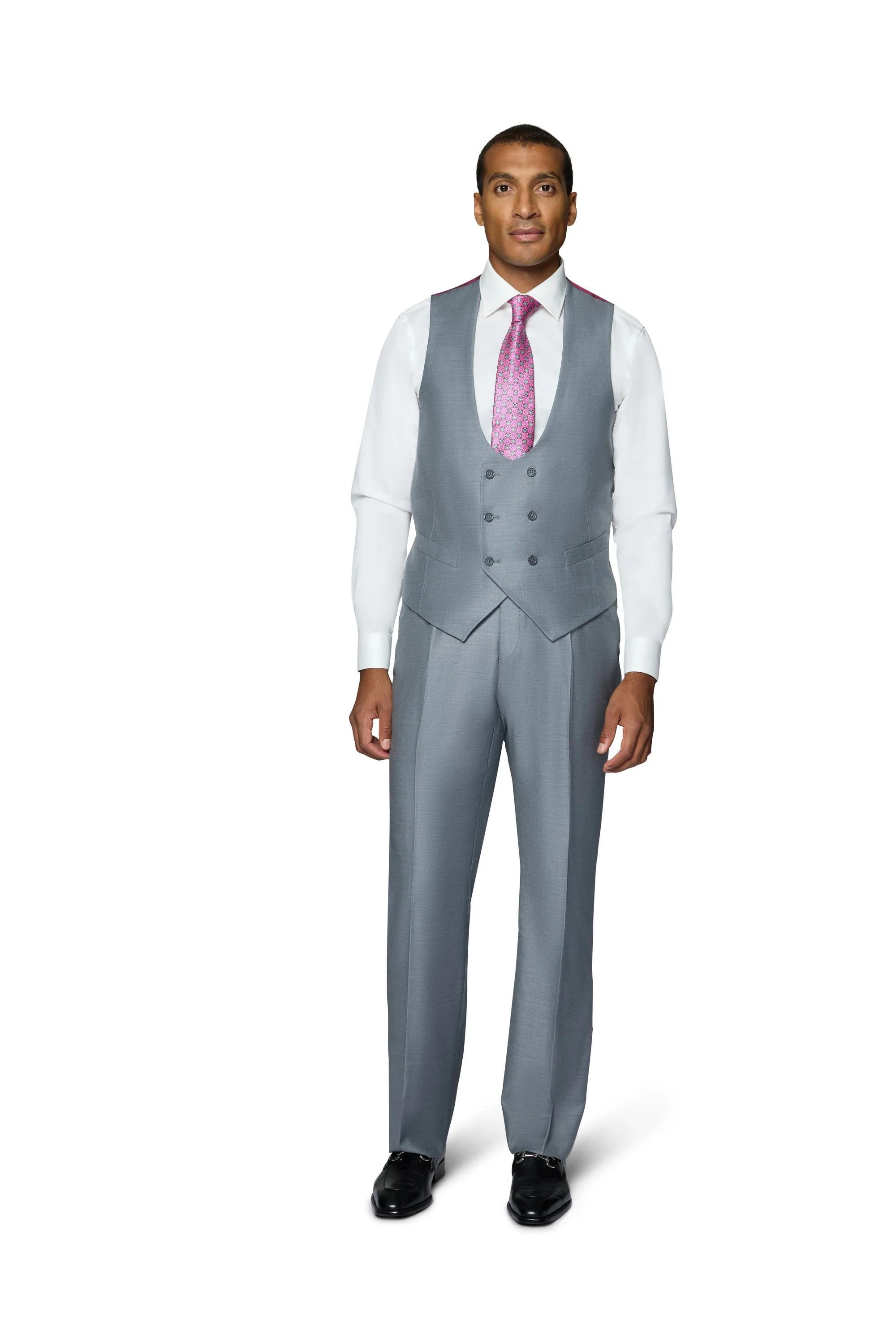 Bergamo Essex Elegant - Faille Wool Solid Suit - Medium Grey quality fabric