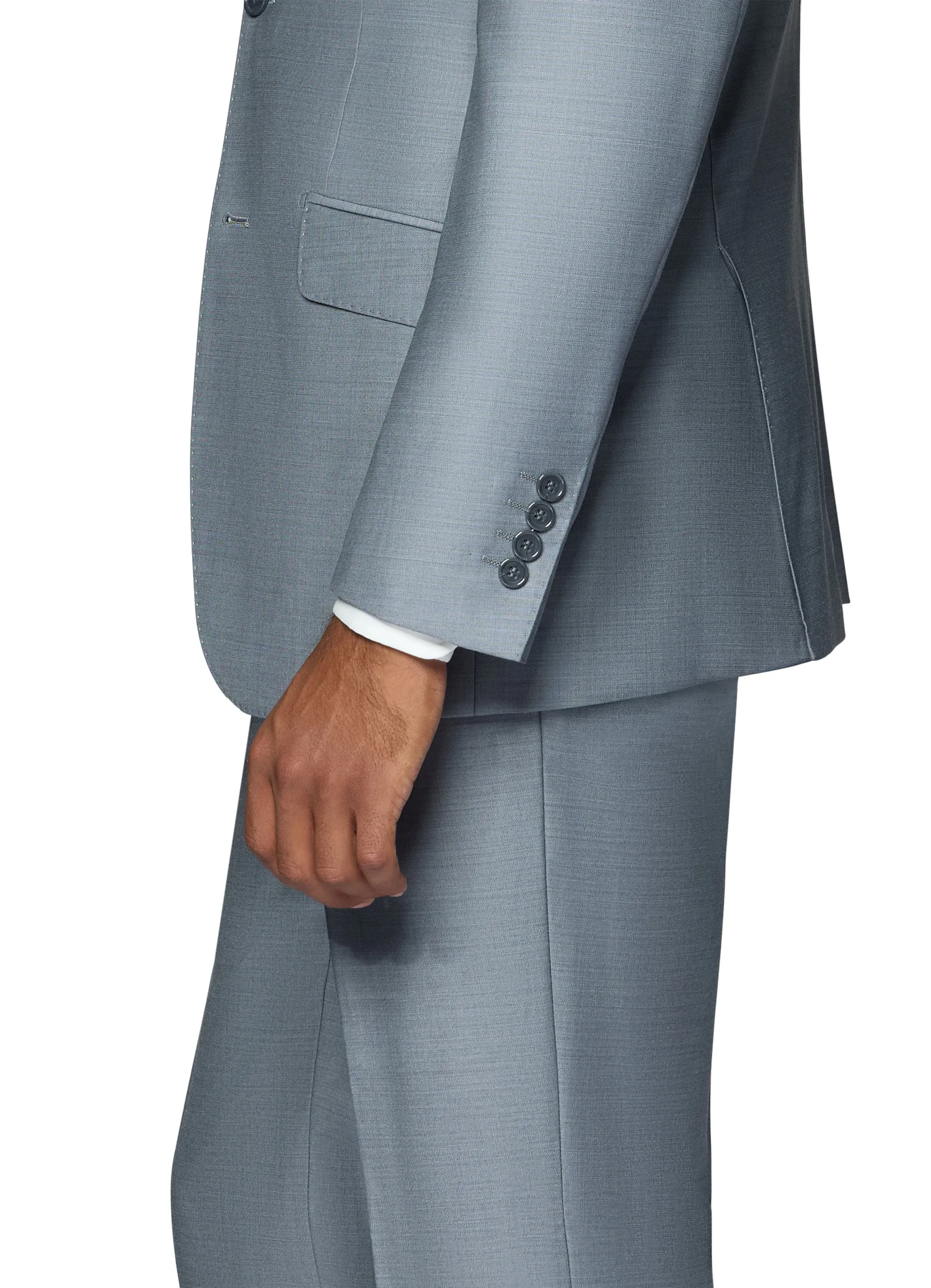 Bergamo Essex Elegant - Faille Wool Solid Suit - Medium Grey modern cut