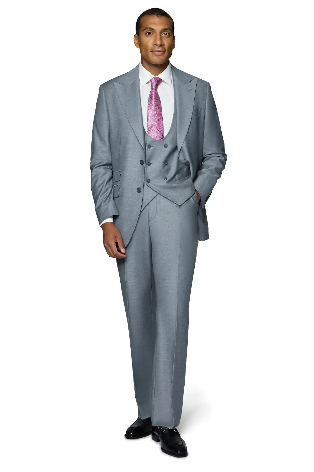 Bergamo Essex Elegant - Faille Wool Solid Suit - Medium Grey bespoke outfit