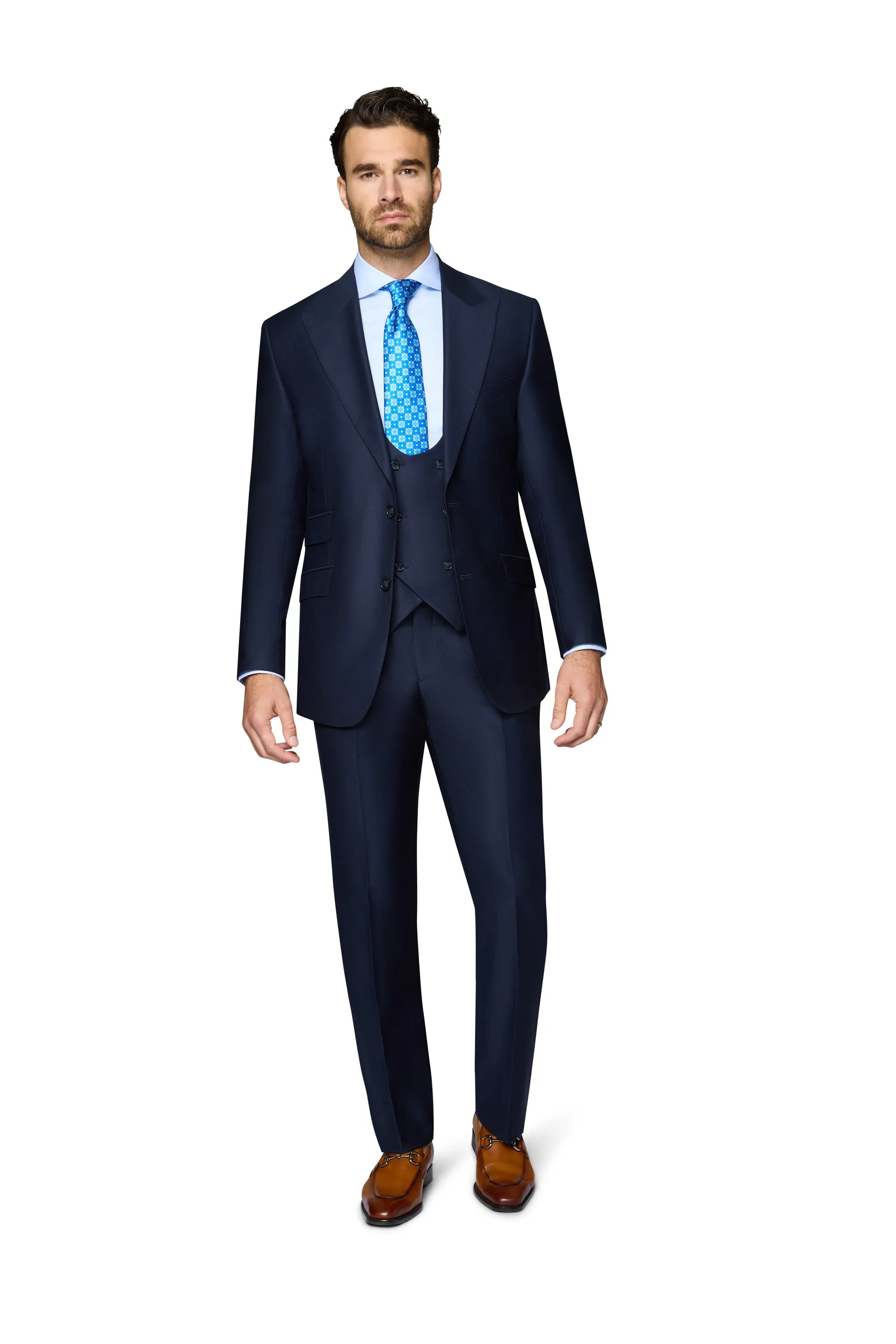 Bergamo Essex Elegant - Faille Wool Solid Suit - Navy festive look