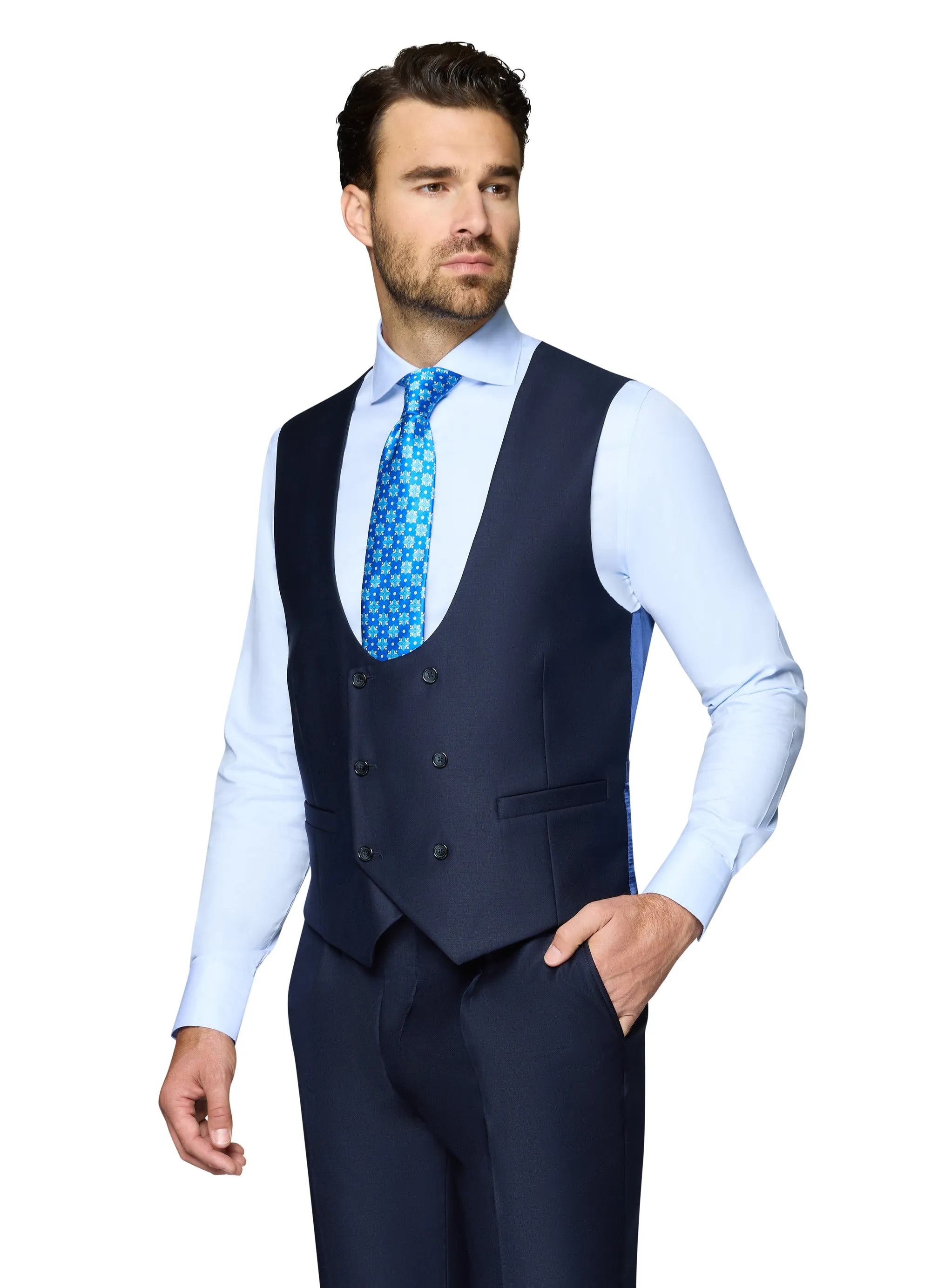 Bergamo Essex Elegant - Faille Wool Solid Suit - Navy iconic look