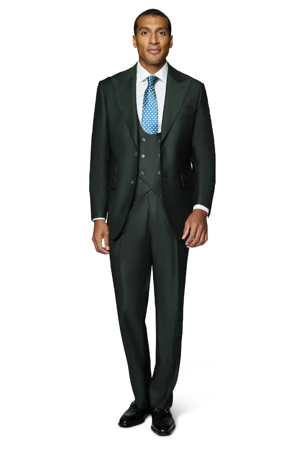 Bergamo Essex Elegant - Faille Wool Solid Suit - Olive classy ensemble