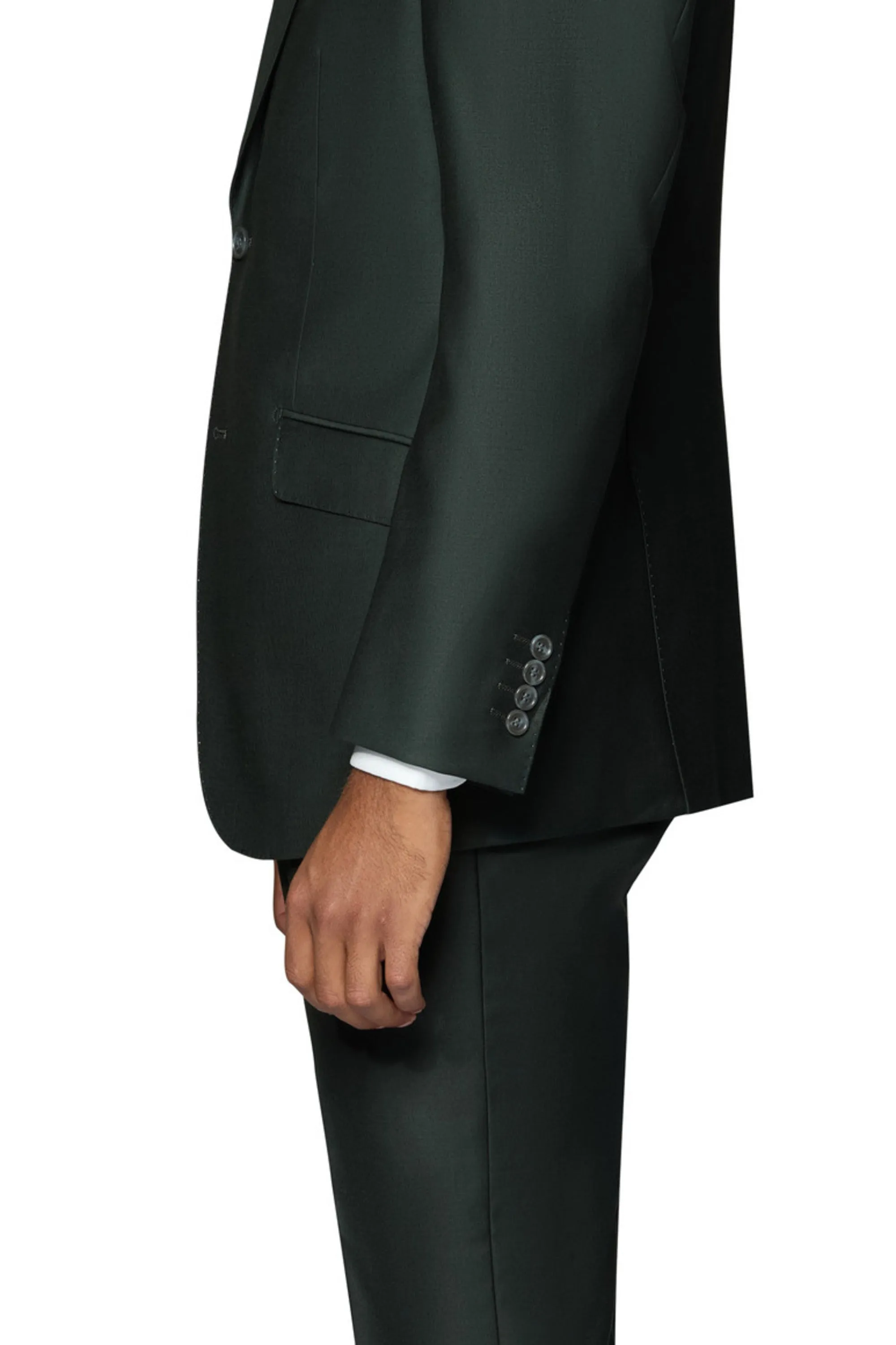 Bergamo Essex Elegant - Faille Wool Solid Suit - Olive professional look