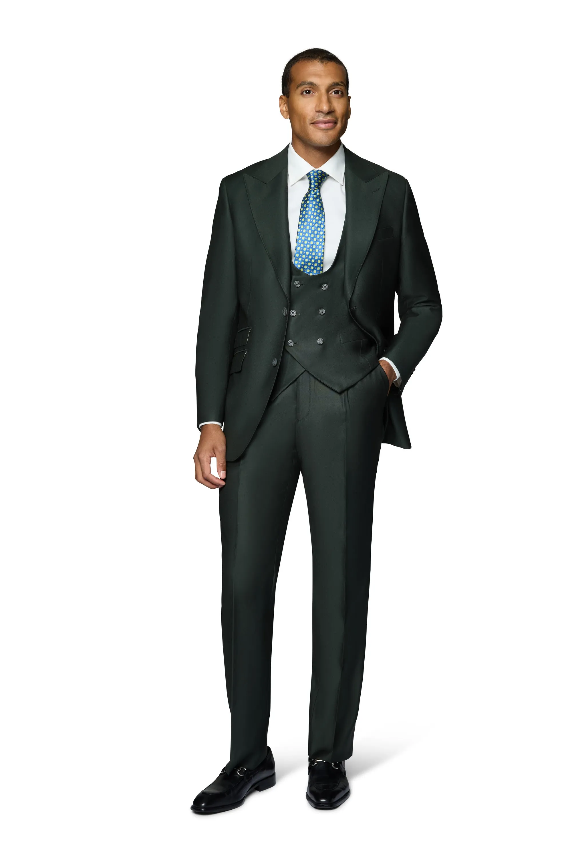 Bergamo Essex Elegant - Faille Wool Solid Suit - Olive iconic look