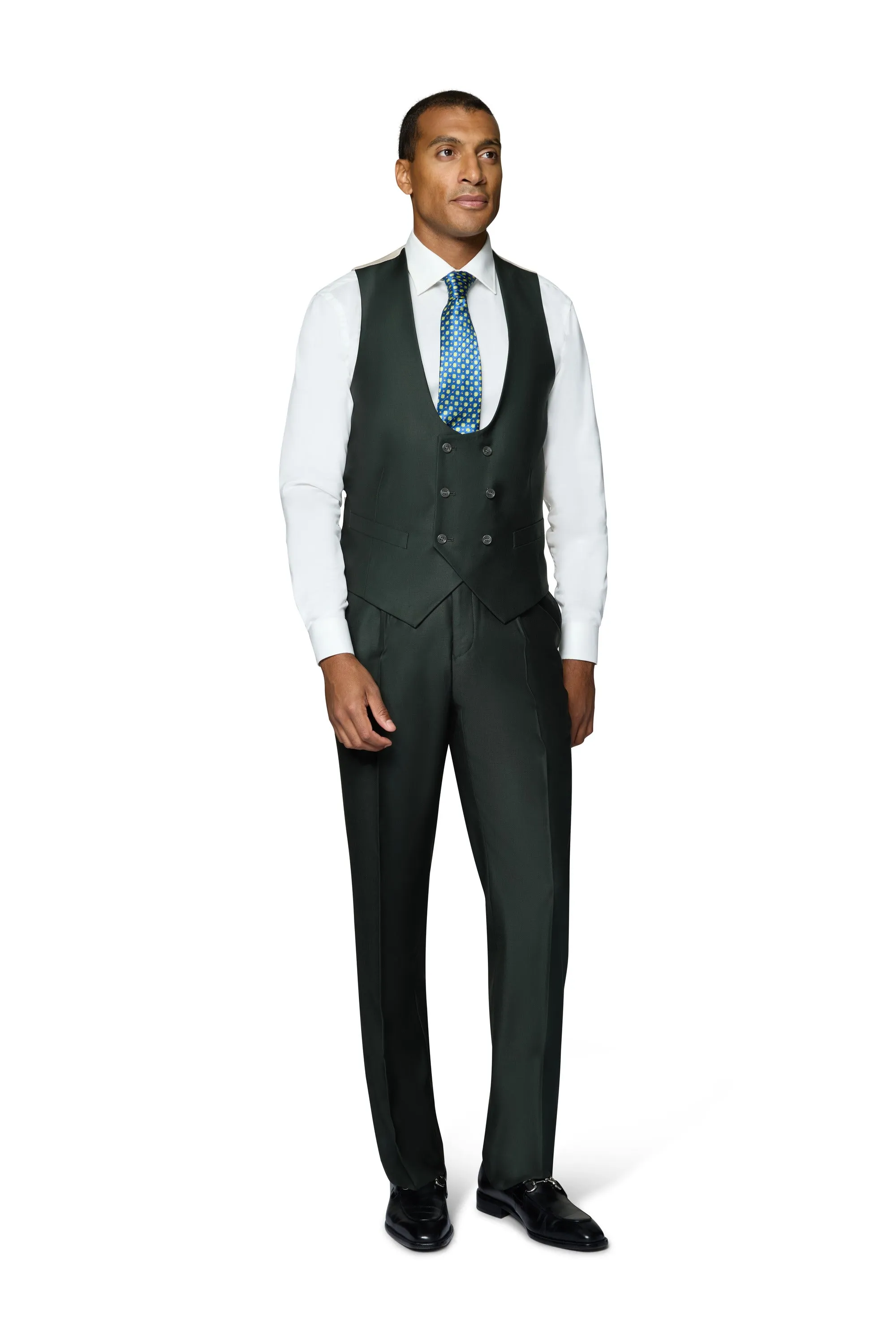 Bergamo Essex Elegant - Faille Wool Solid Suit - Olive luxury tailoring