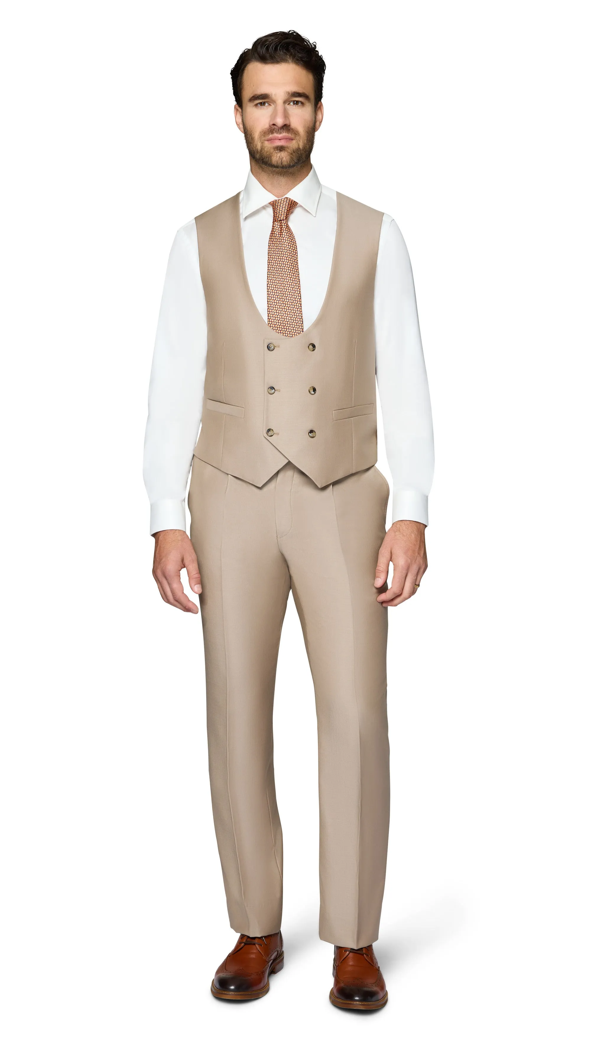 Bergamo Essex Elegant - Faille Wool Solid Suit - Taupe classy style