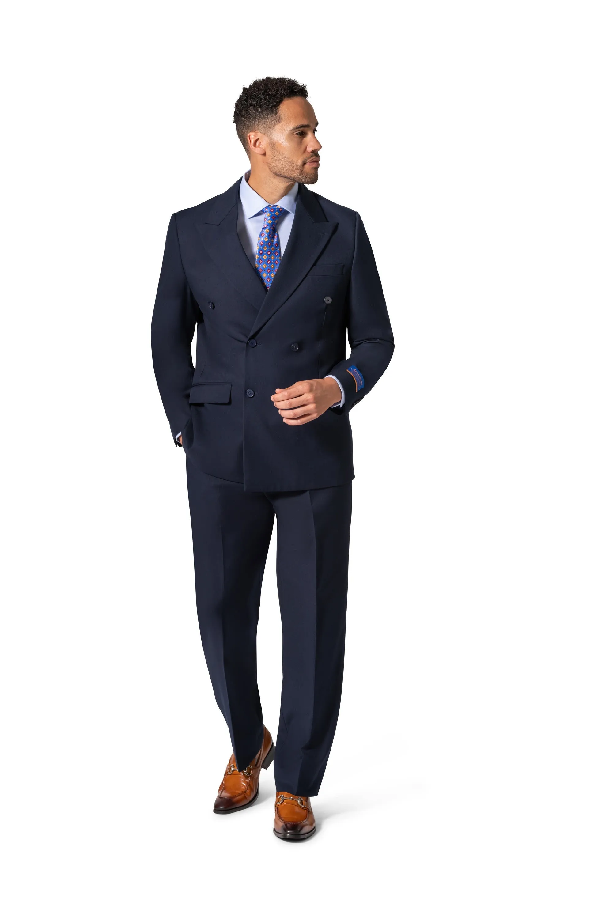 Bergamo Orange A6732 D/B Modern Fit Suit - Navy groom style