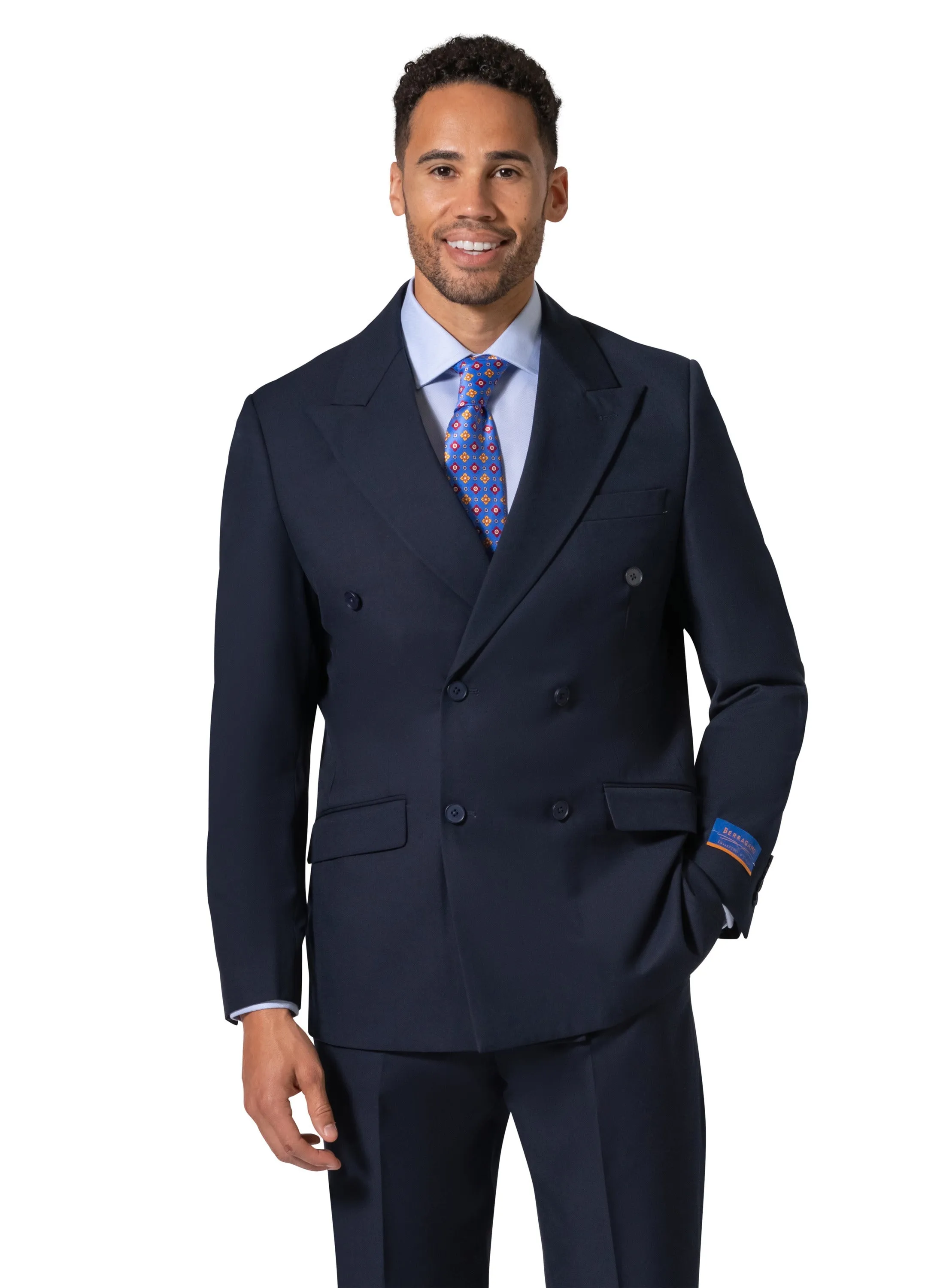 Bergamo Orange A6732 D/B Modern Fit Suit - Navy groom style