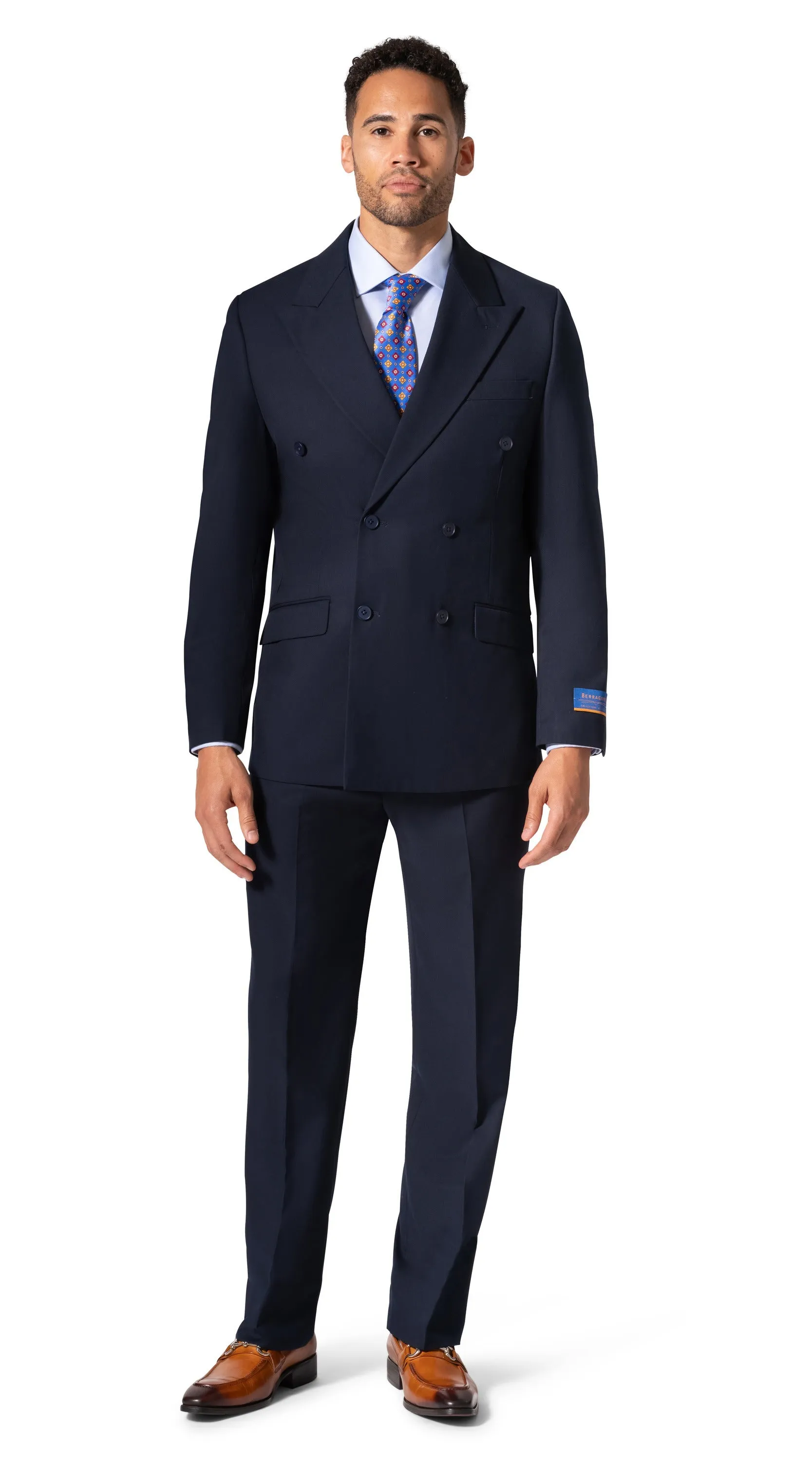 Bergamo Orange A6732 D/B Modern Fit Suit - Navy high fashion