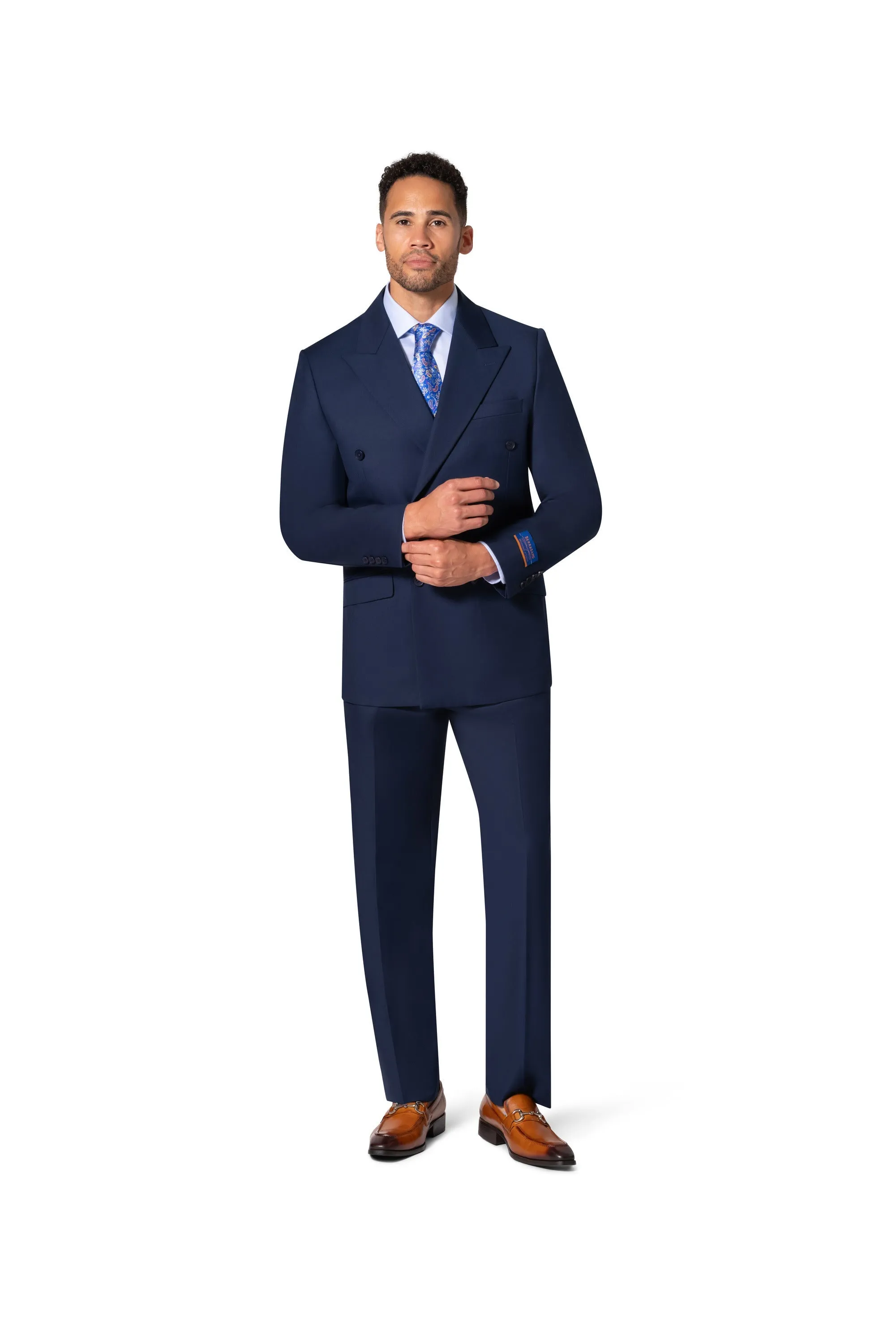 Bergamo Orange A6732 D/B Modern Fit Suit - New Blue fashion style