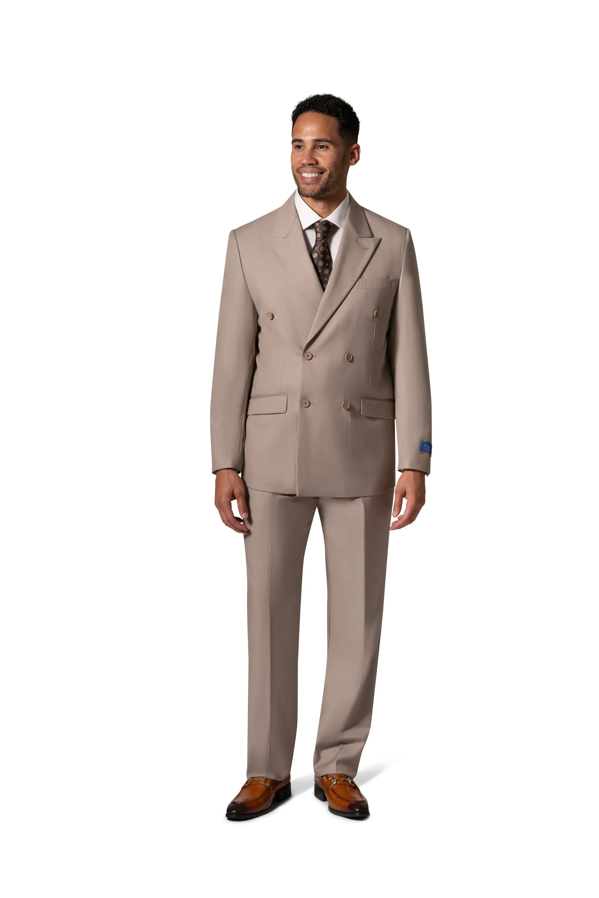 Bergamo Orange A6732 D/B Modern Fit Suit - Tan classic elegance