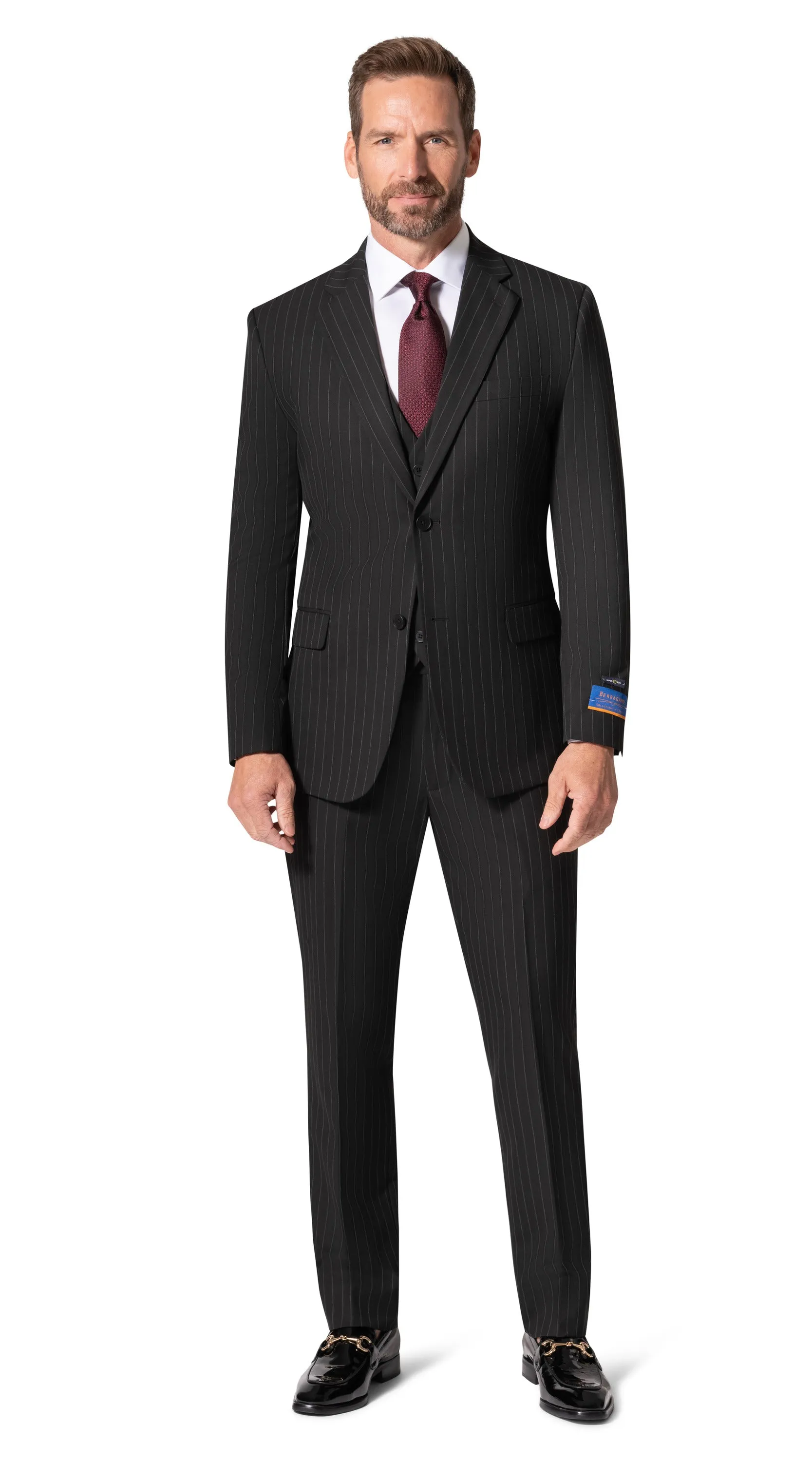 Bergamo Orange BP04K-E32 3PC Slim Suit - Black classic silhouette